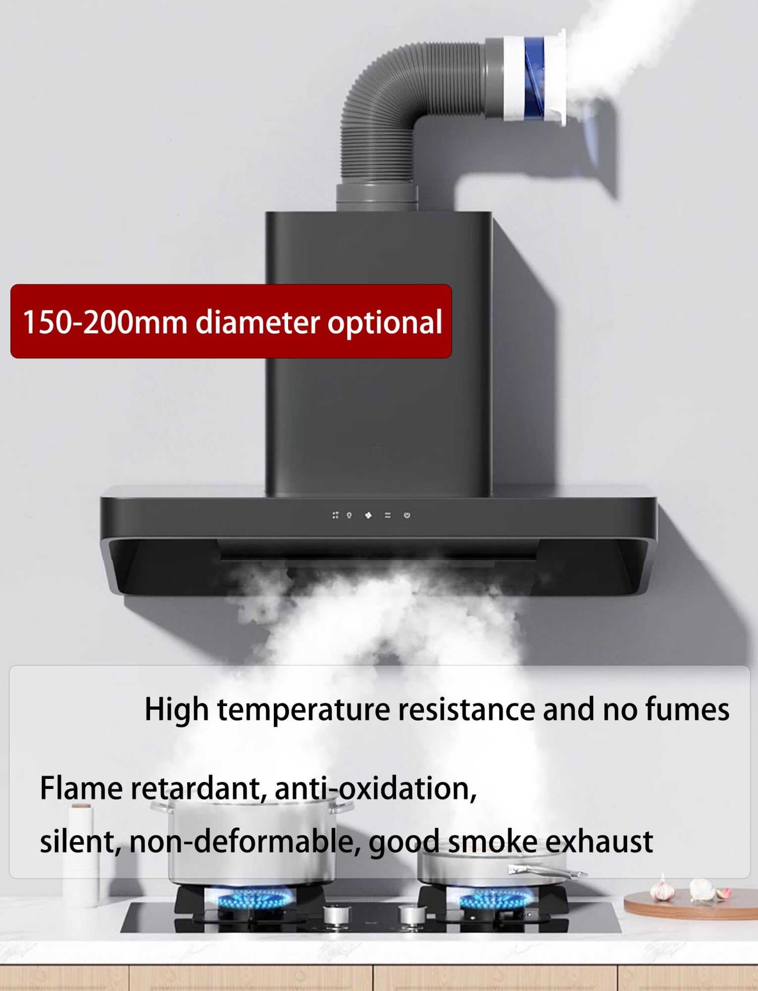 Tubo di sfiato estensibile in PVC resistente – Condotto di scarico universale flessibile per cappa, riscaldatore del bagno, asciugatrice e ventilazione