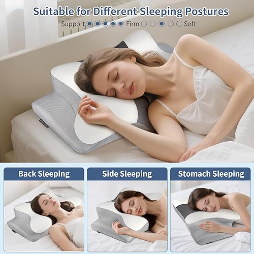 Miniatura 6 de Almohada cervical cervical para aliviar el dolor, almohada ergonómica para dormir de lado para apoyar el cuello, almohada cervical refrescante para