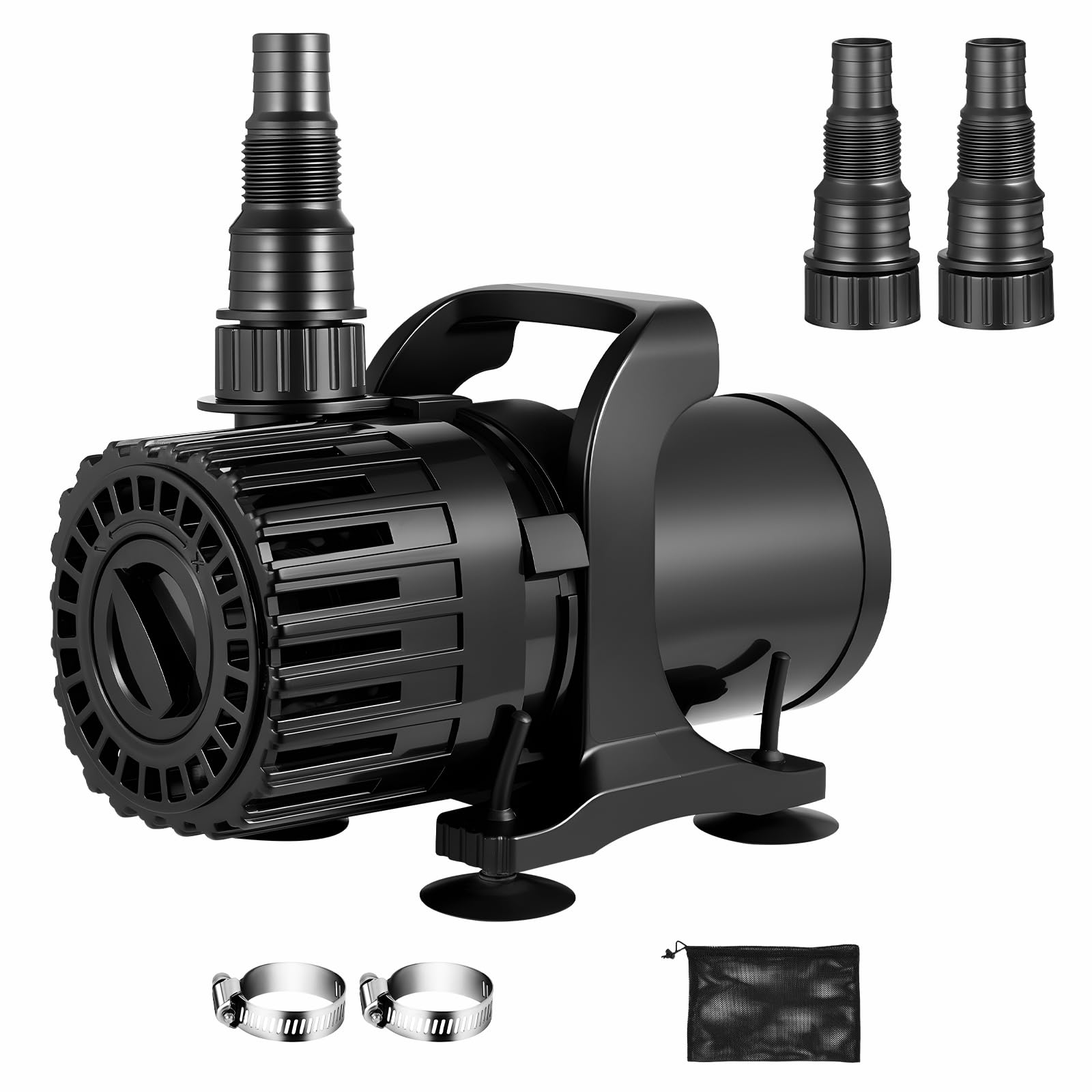 600 GPH Teichpumpe mit einstellbarem Durchfluss, für Wasserfall und Wassergarten, 3,5 m Lift, 100 W Tauchwasserpumpe, 180 ° verstellbarer Auslass, Filtertasche und 6 m Kabel, leise