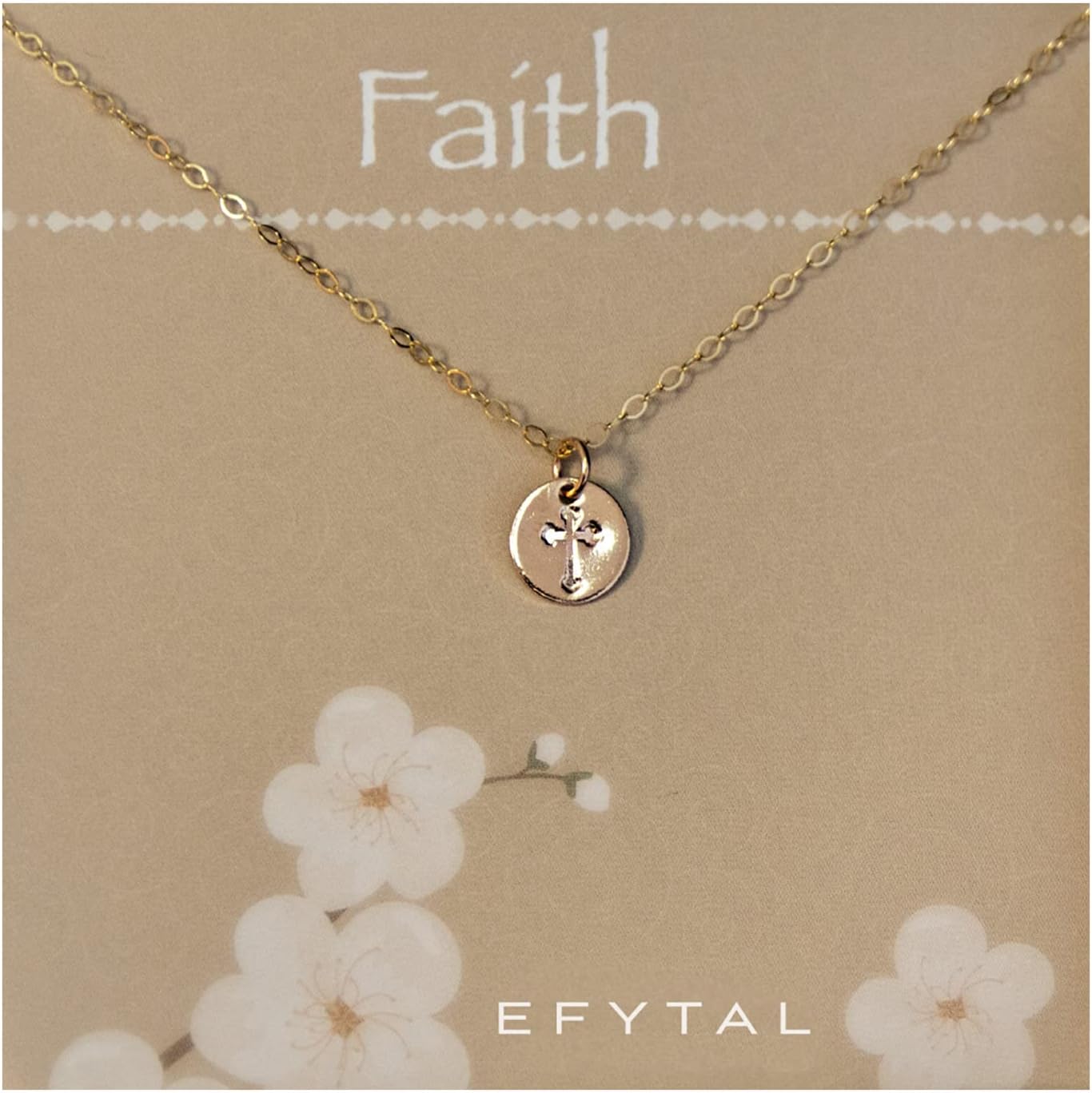 EFYTAL Baptism Gifts for Her, Dainty Gold Cross Necklace for Women, Confirmation Gifts for Teen, First Communion Gift