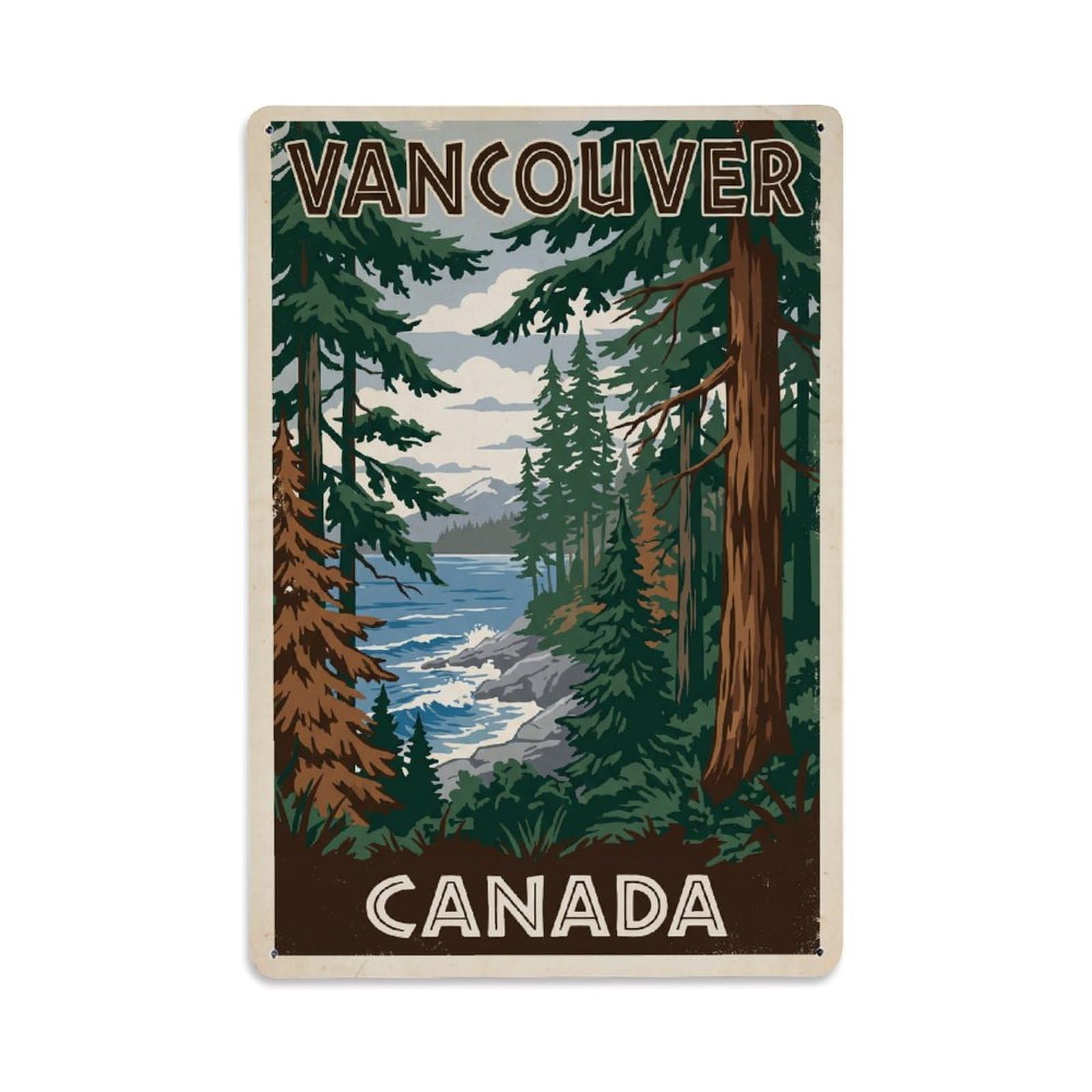 Travel Retro Canada Vancouver Metal Tin Sign