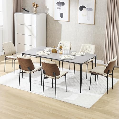 BV Mid Century Modern Dining Chairs Set of 6, Upholstered