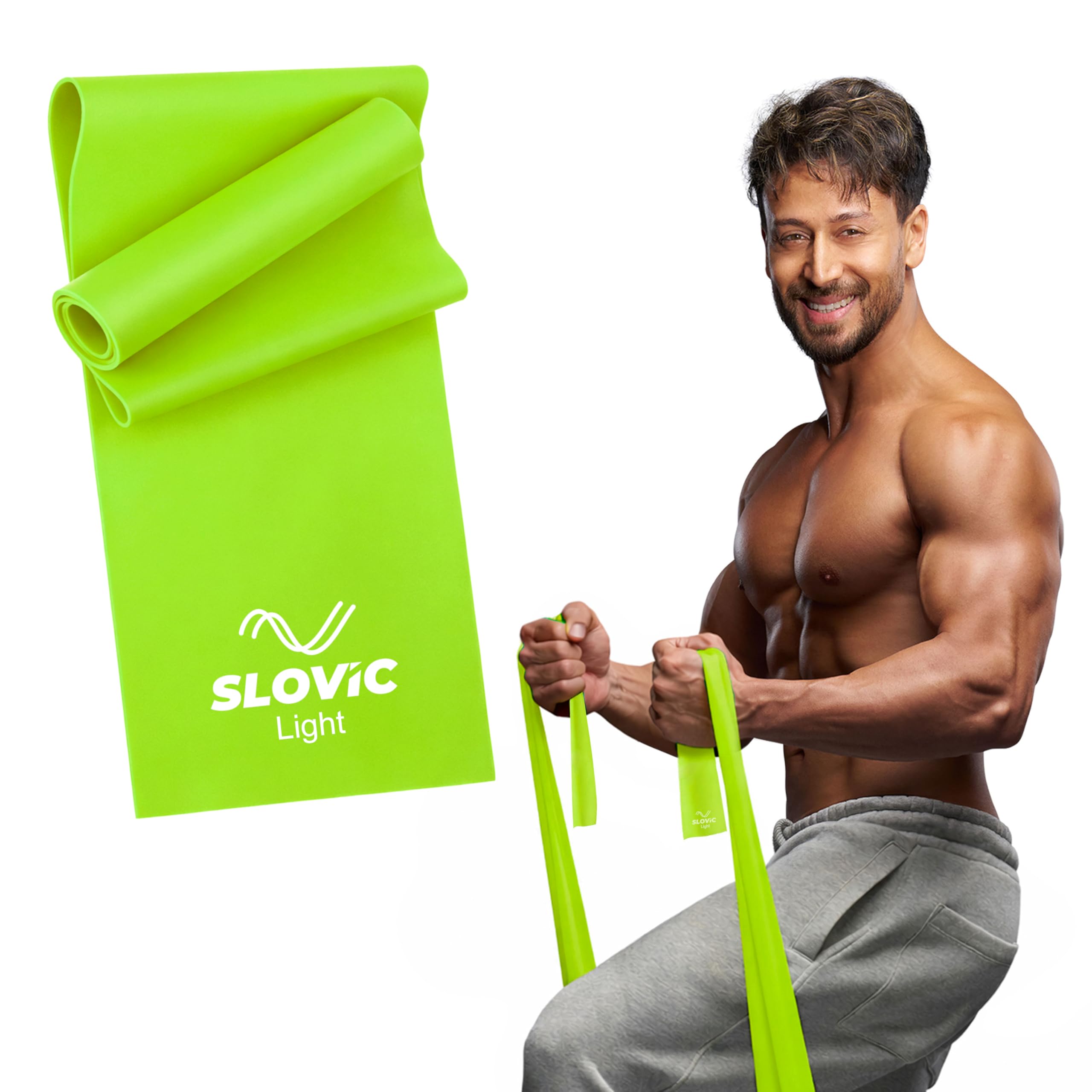SLOVIC Professional Latex Resistance Thera Band (Light Resistance) | 100% Natural | for Warm-Up, Stretching, Cardio, Strength Training, Home Fitness, Exercise, Gym Workout & Yoga (Green)-image-13