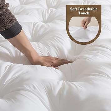 WhatsBedding 5インチ 低反発マットレストッパー フルサイズ、サポート力のあるふわふわの細断メモリーフォーム入りピロートップ、深いポケット付きエクストラソフトベッドトッパー 54x75インチ