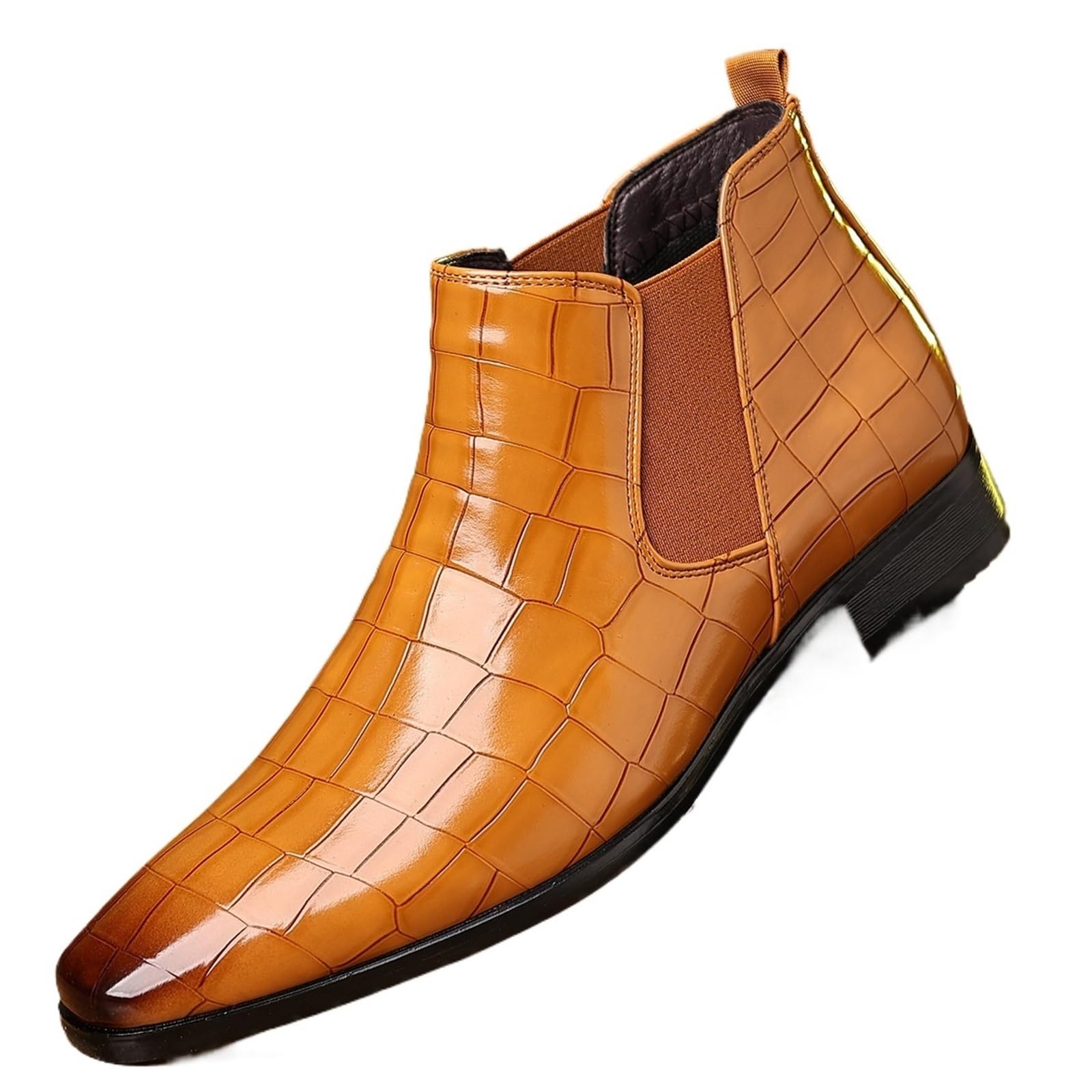 Chelsea Boot Uomo Stivali da uomo in pelle, traspiranti, con punta affusolata, stile Chelsea, alti, lavoro, formali, alla caviglia