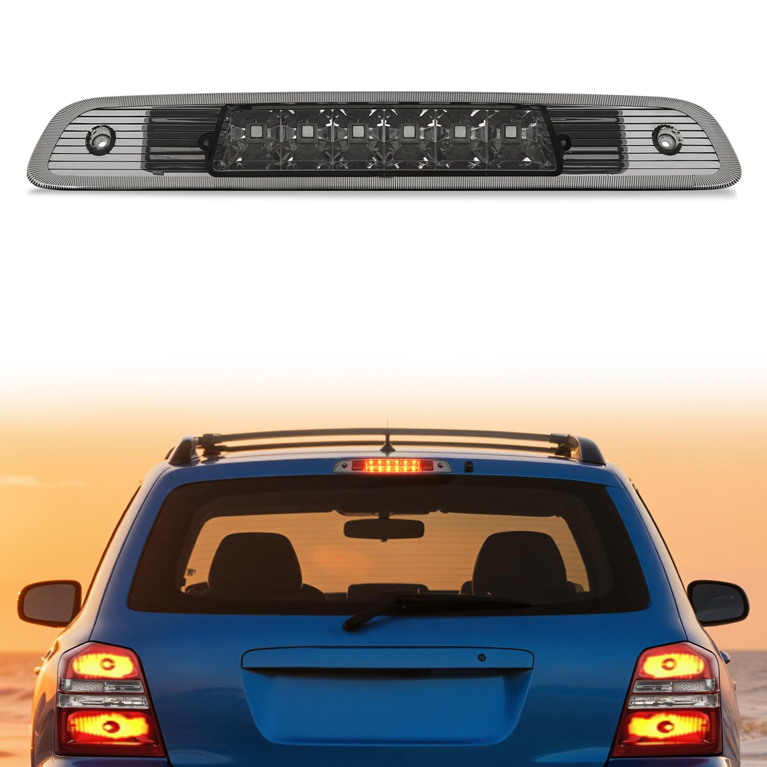Nilight Third Brake Light for Toyota Highlander 2001 2002 2003, Smoked Lens