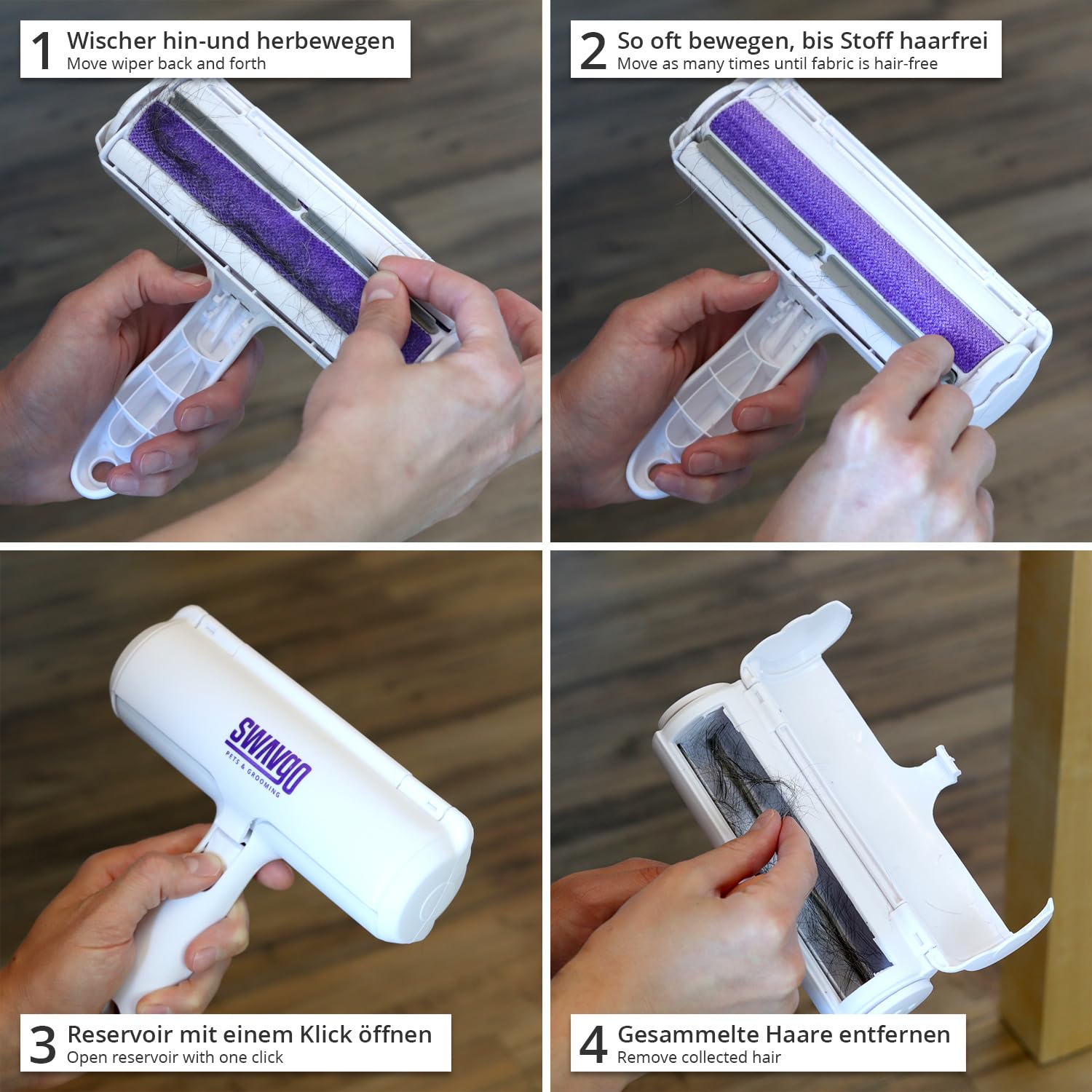 ZANA Tierhaarentferner Handschuh & Rolle | Wiederverwendbar Für Hunde & Katzen