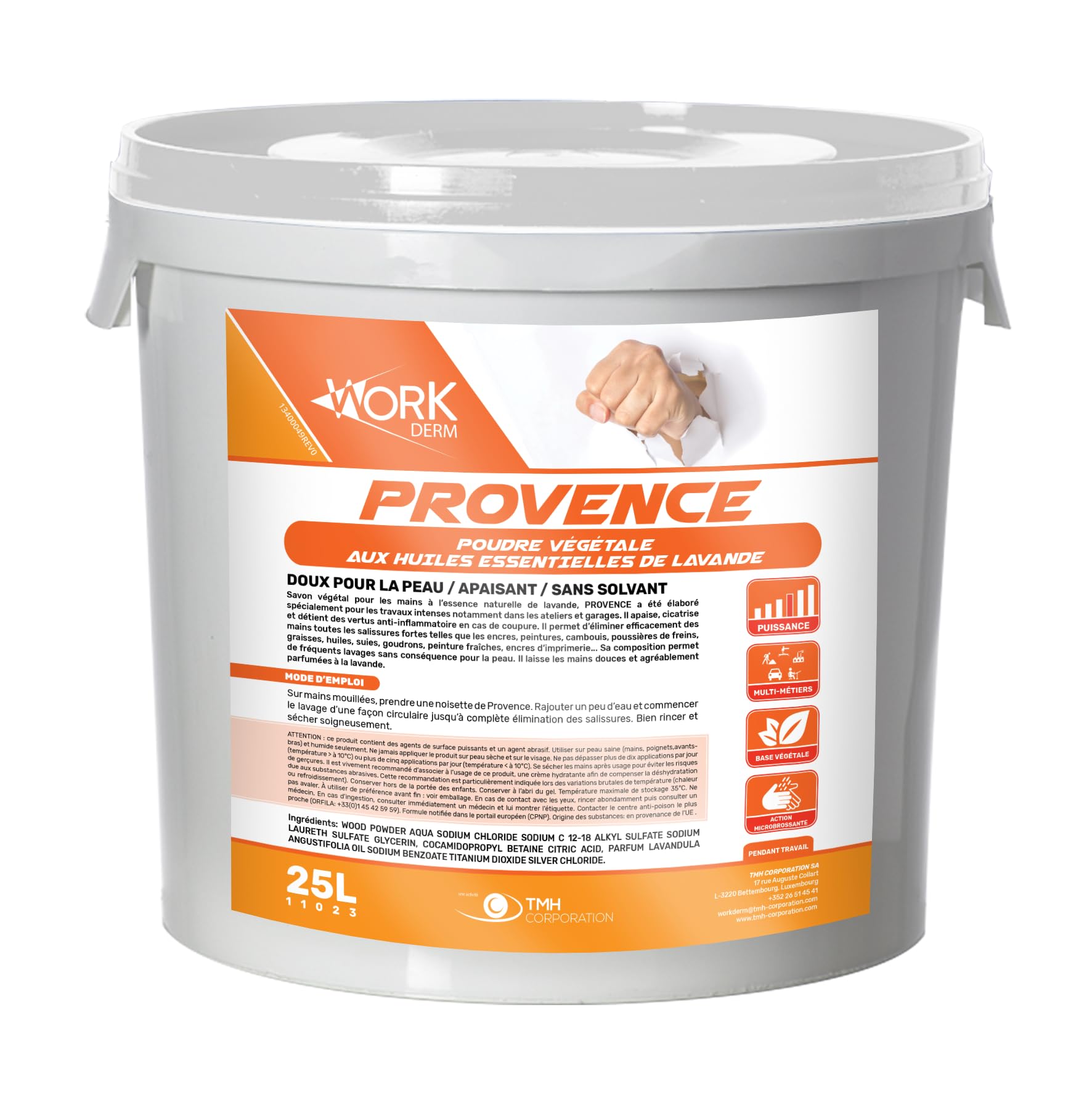 Provence: polvere detergente per officina per mani, arricchita con oli essenziali di lavanda