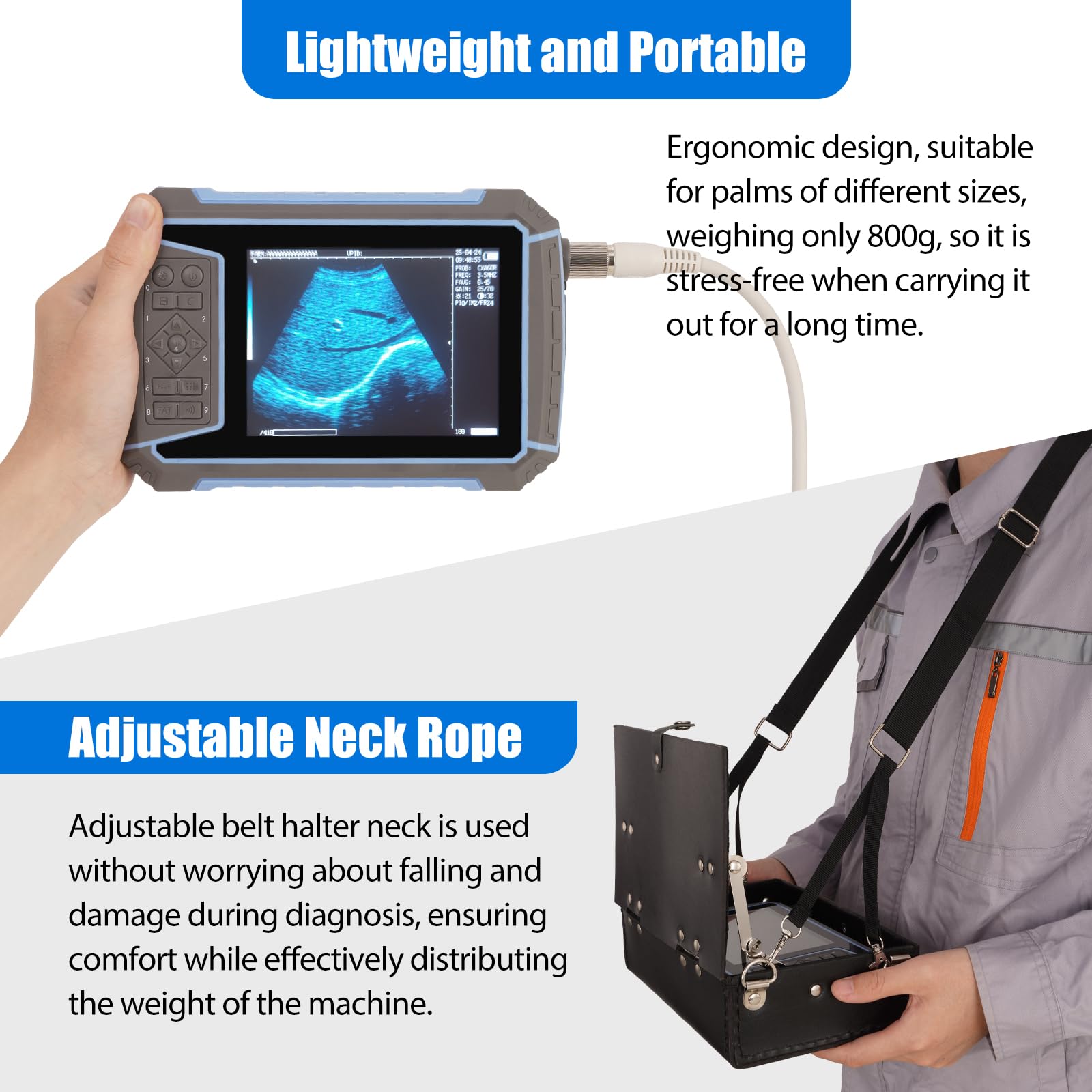PALJZHMARY 2025 Upgraded Veterinary Ultrasound Machine - with 3.5MHz Convex Probe, Pregnancy Portable Handheld Scanner B-Ultra Sound for Cattle, Horse, Pigs, Sheep, Cats, Dogs, Rabbit, Fish