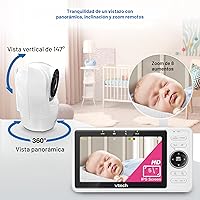 Vista 6 de VTech Monitor de bebé WiFi inteligente de 2 cámaras con cámara FHD de 1080p y pantalla IPS HD de 5", aplicación gratuita con video de detección
