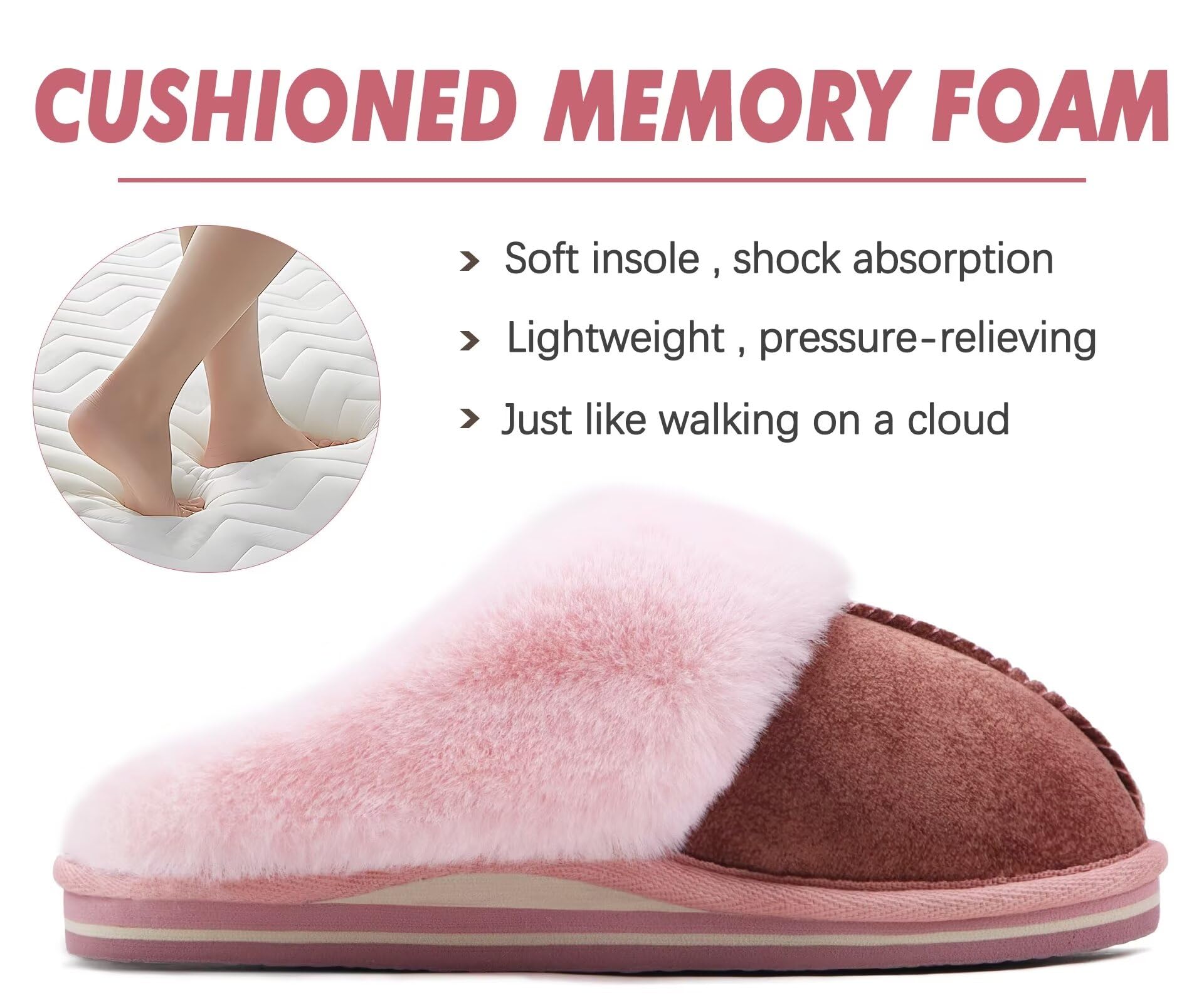 KuaiLu Pantofole Donna Invernali Pelose Pelle Chiuse Ciabatte Casa Calde Peluche Pelo Foderata Babbucce Comode Memory Foam Slippers Antiscivolo Suola Scarpe Nero 36