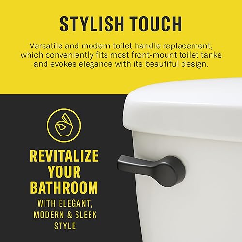 Miniatura 3 de Qualihome Manija de inodoro de montaje frontal, mango universal para inodoro, elegante manija de inodoro, kit completo de repuesto de mango de