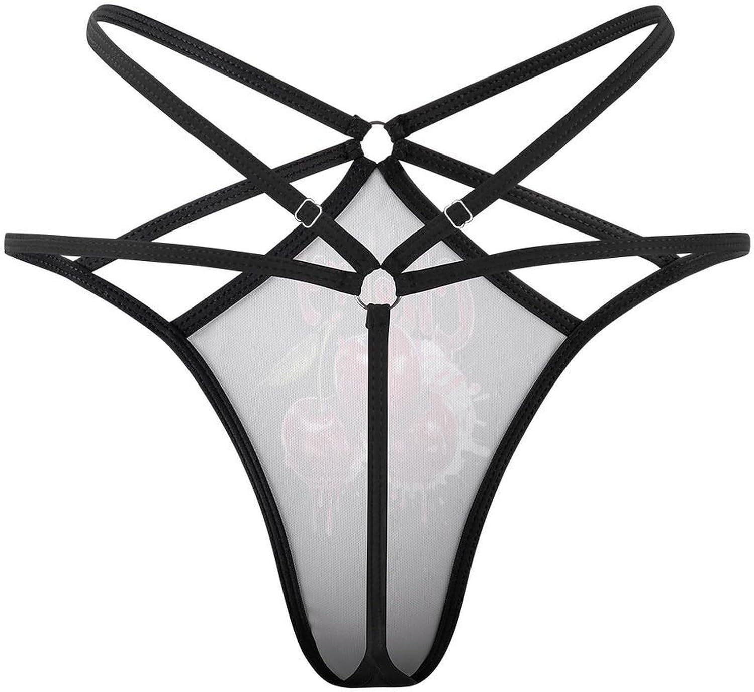 Watercolor Cherry Funny Women's T-back Thong Panties G-String Printed No Show Underwear