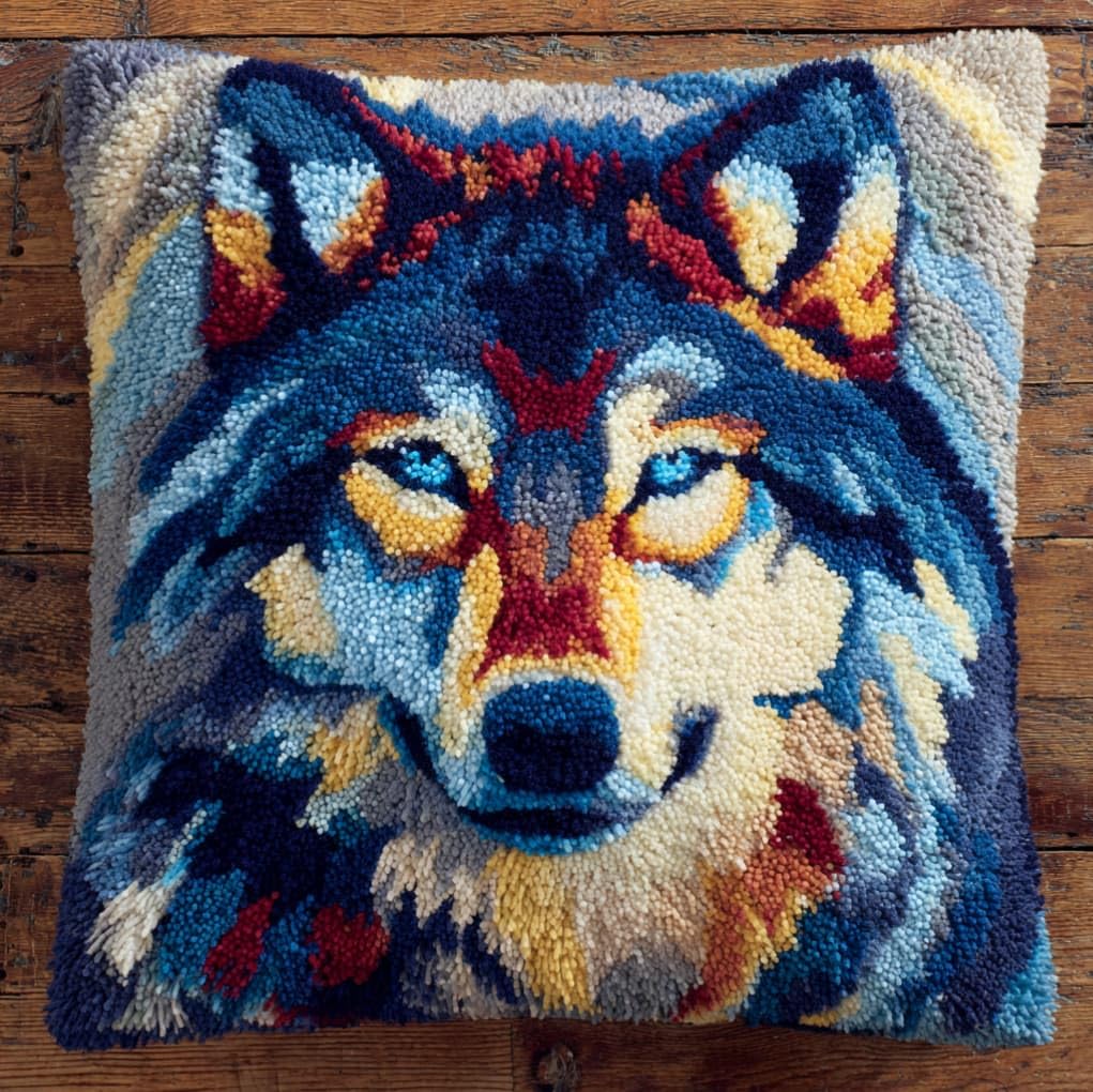 Axiangzik Wolf Latch Hook Cushion Kits For Beginners,
