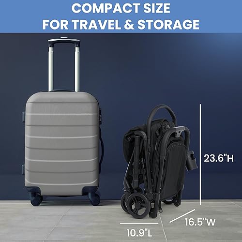 Miniatura 8 de Delta Children Icon - Cochecito de viaje ultra compacto, certificado Greenguard Gold, color negro