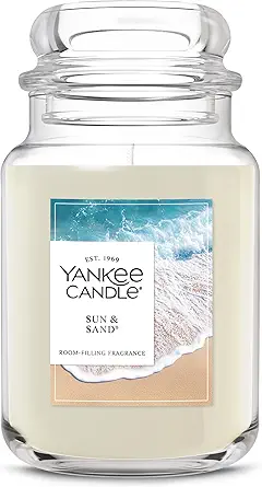 Yankee Candle Large Jar Scented Candle with up to 150 Hour Burn Time, Premium Plant Wax Blend for Consistent Burn, 22 oz Jar Candle with Room Filling Fragrance, Sun & Sand