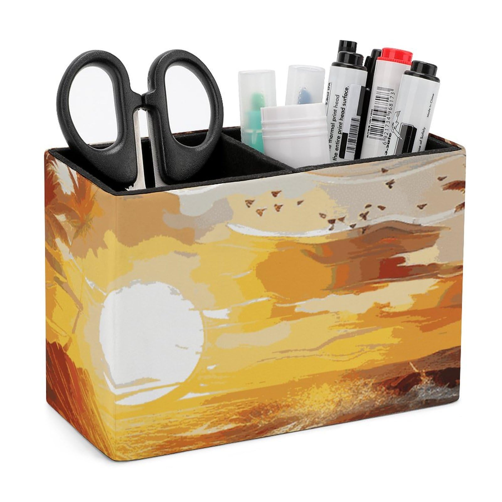 Porte-stylo en cuir coucher de soleil pour organiser votre espace télétravail