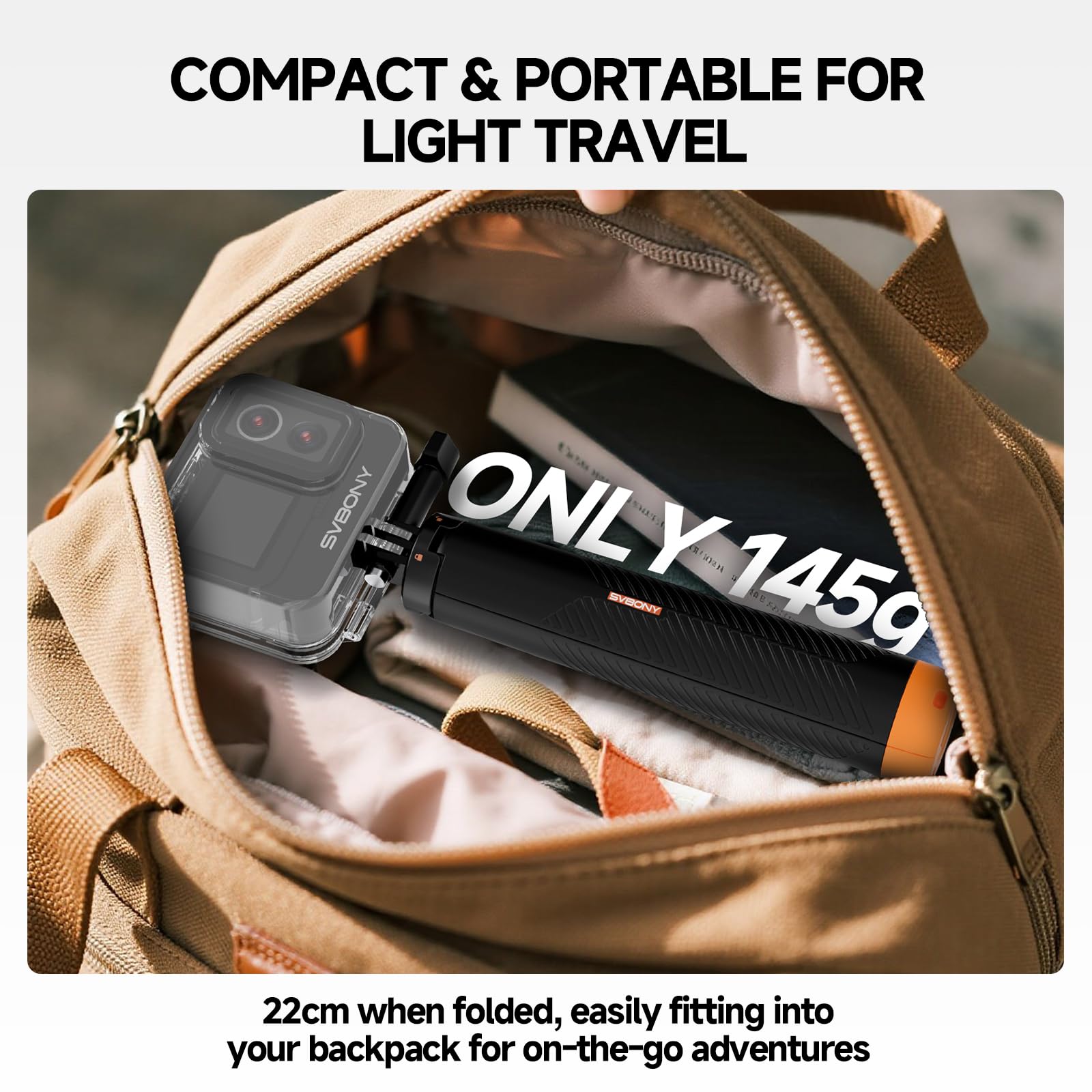 Svbony (2nd) Perche à Selfie 3in1 étanche Compatible avec GoPro Hero 13, 12, 11, 10, 9, 8, Compatible avec DJI Osmo Action 5 Pro 4 3, Compatible avec Insta360 Ace Pro 2, Convient aux Sports Nautiques