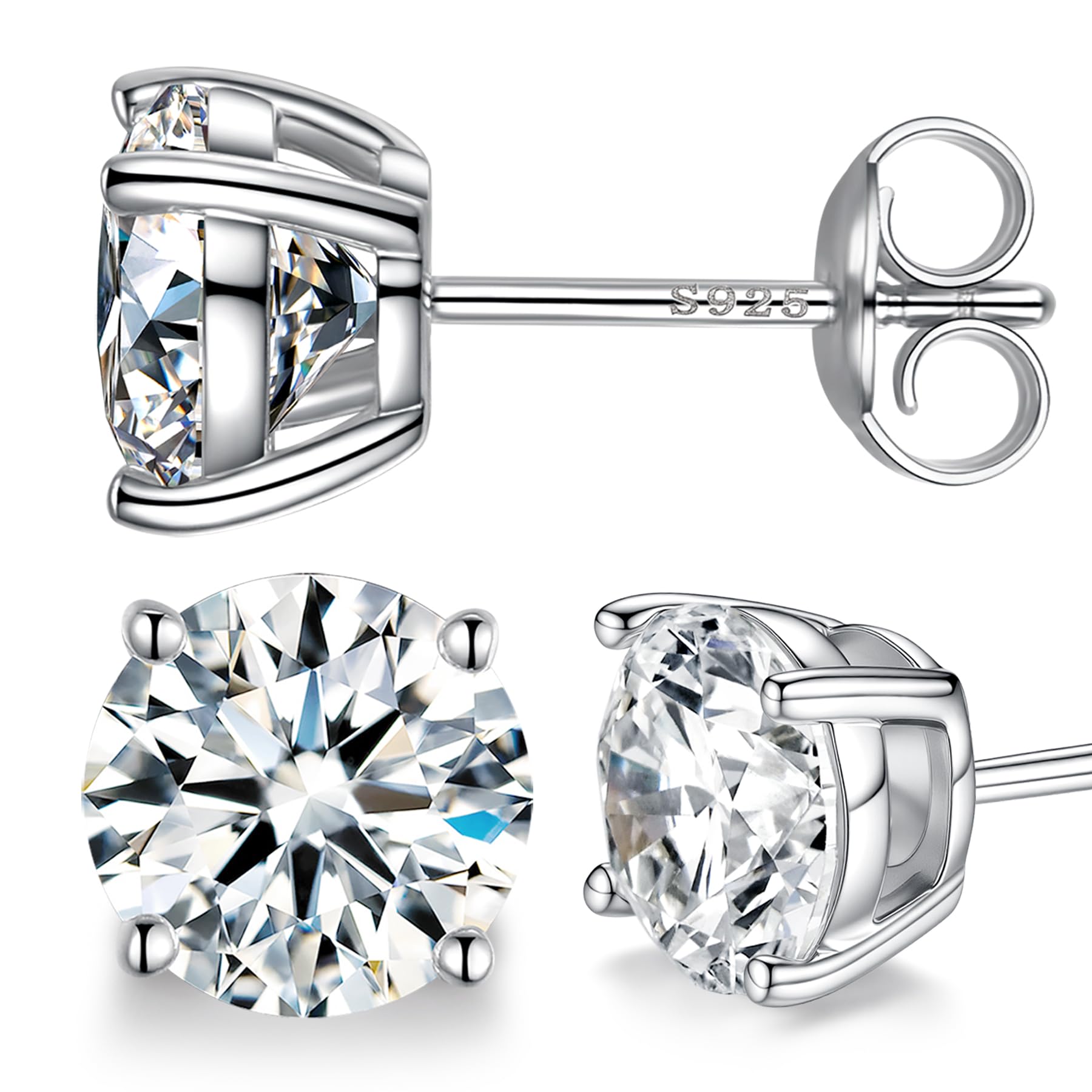 Moissanite Earrings for Women D Color VVS1 Clarity Lab Created Gemston Men Studs S925 Sterling Silver Plated 18k