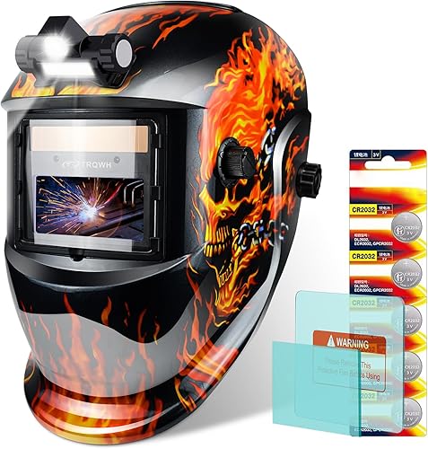 TRQWH Casco de soldadura con luz de color verdadero y oscurecimiento automático para hombres, capucha de soldadura con energía solar con 2 sensores