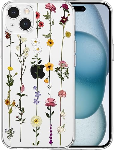 ZTOFERA Funda floral para iPhone 15 Plus de 6.7 pulgadas, bonita funda protectora de silicona flexible para niñas y mujeres, funda protectora