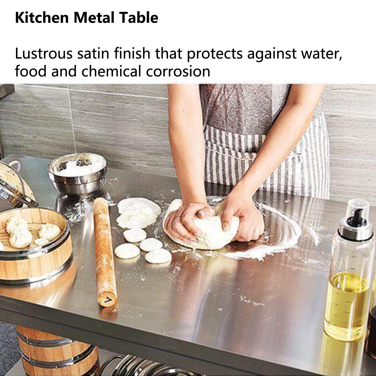 Mesa de Preparación de Comida Alimentos, Mesa de trabajo de acero inoxidable, Banco de Trabajo Cocina 3 Capas para Restaurante Escuela(120X50X80cm/47.2X19.6X31.4in)