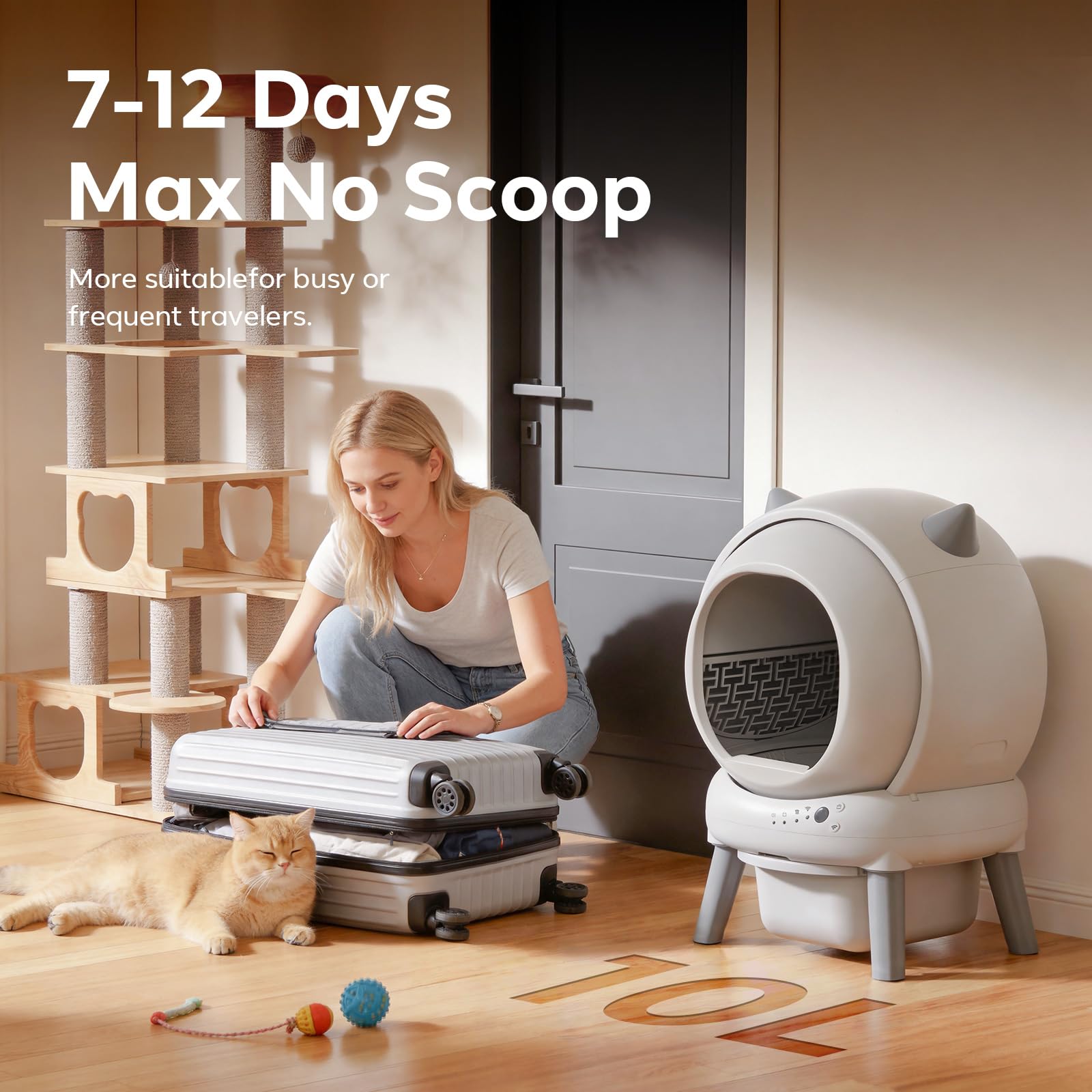 Self Cleaning Litter Box: Automatic Litter Box Self Cleaning for Multiple Cats Auto Robot with Dual Safety Protection, Large Openning Odor-Control with Mat - image 4