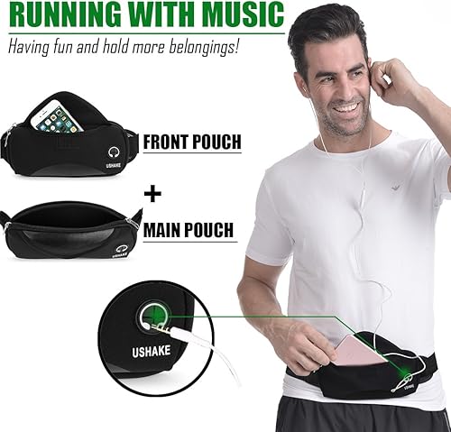 Miniatura 2 de USHAKE Cinturón para correr con cinturón extensor, bolsa sin rebote, riñonera de entrenamiento para Apple iPhone, Samsung Note Galaxy en correr,