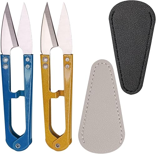 2 tijeras de coser multicolor, 2 piezas, 2 tijeras de cuero, cubierta de vaina, hilo de bordado, pinza de recorte, tijeras de punto de cruz (azul