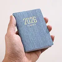 60 Sheets/Book 2026 Portable A7 Notebooks PU Cover 365-Day Weekly Schedule Notepads School Office Supplies (Blue)
