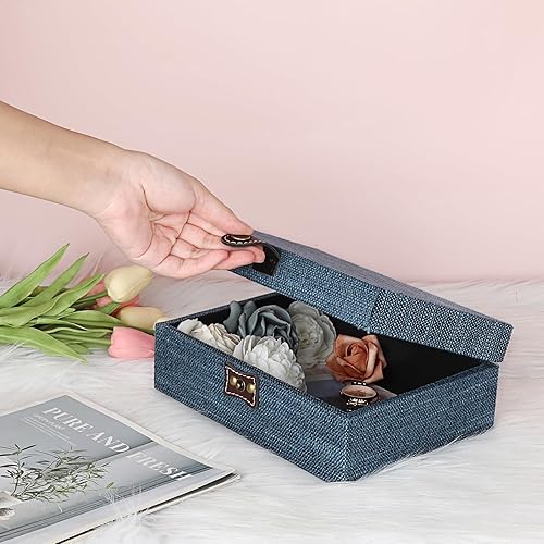 Miniatura 5 de Hipiwe Caja del cofre del tesoro, caja de joyería decorativa de madera con cierre, caja de recuerdos, caja rectangular organizadora de joyas, caja