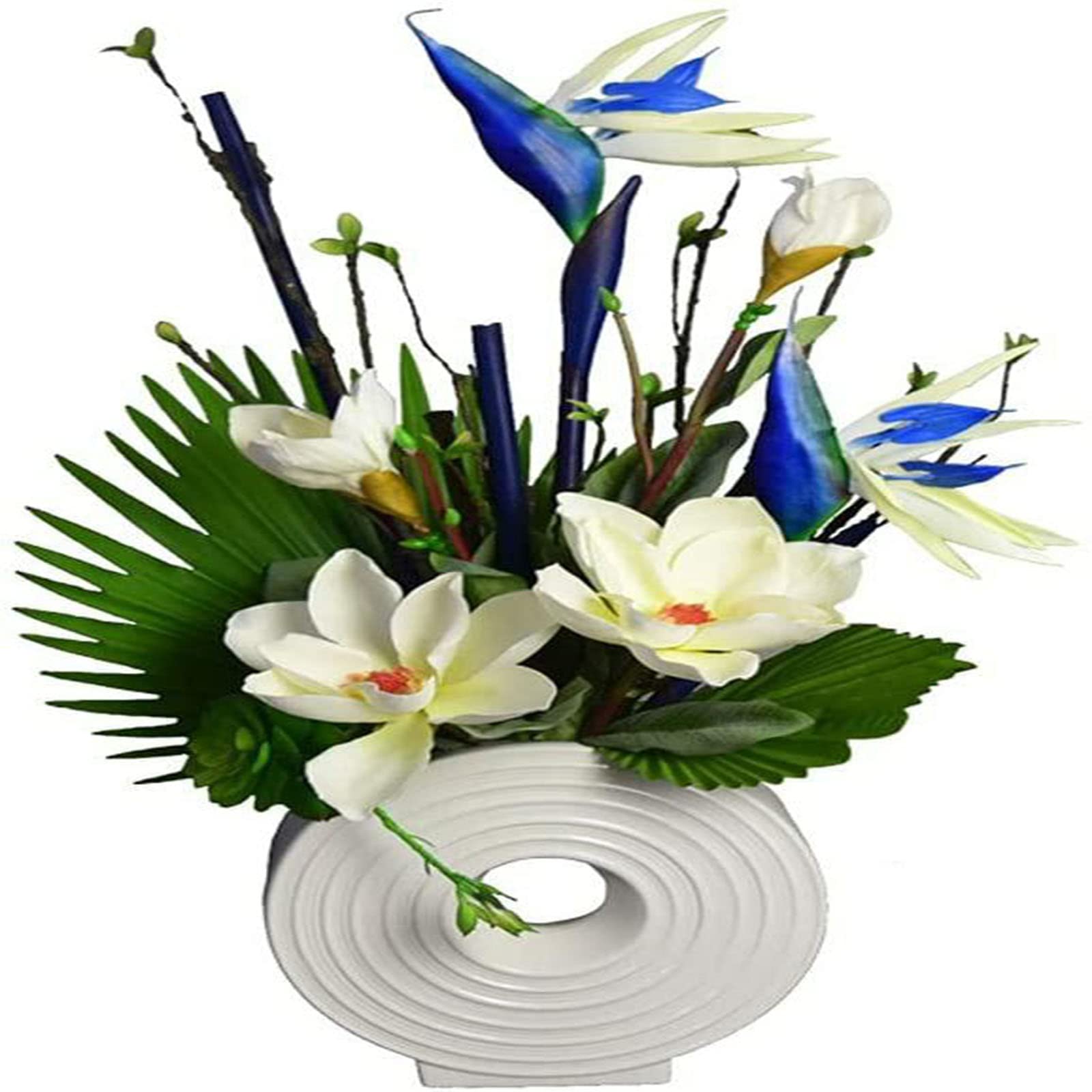 DFGHNBVC Artificial Flowers With Vase Fake Arrangements Flower Bonsai For Home Office Wedding Table Decor Nordic Luxury Plastic Flowers