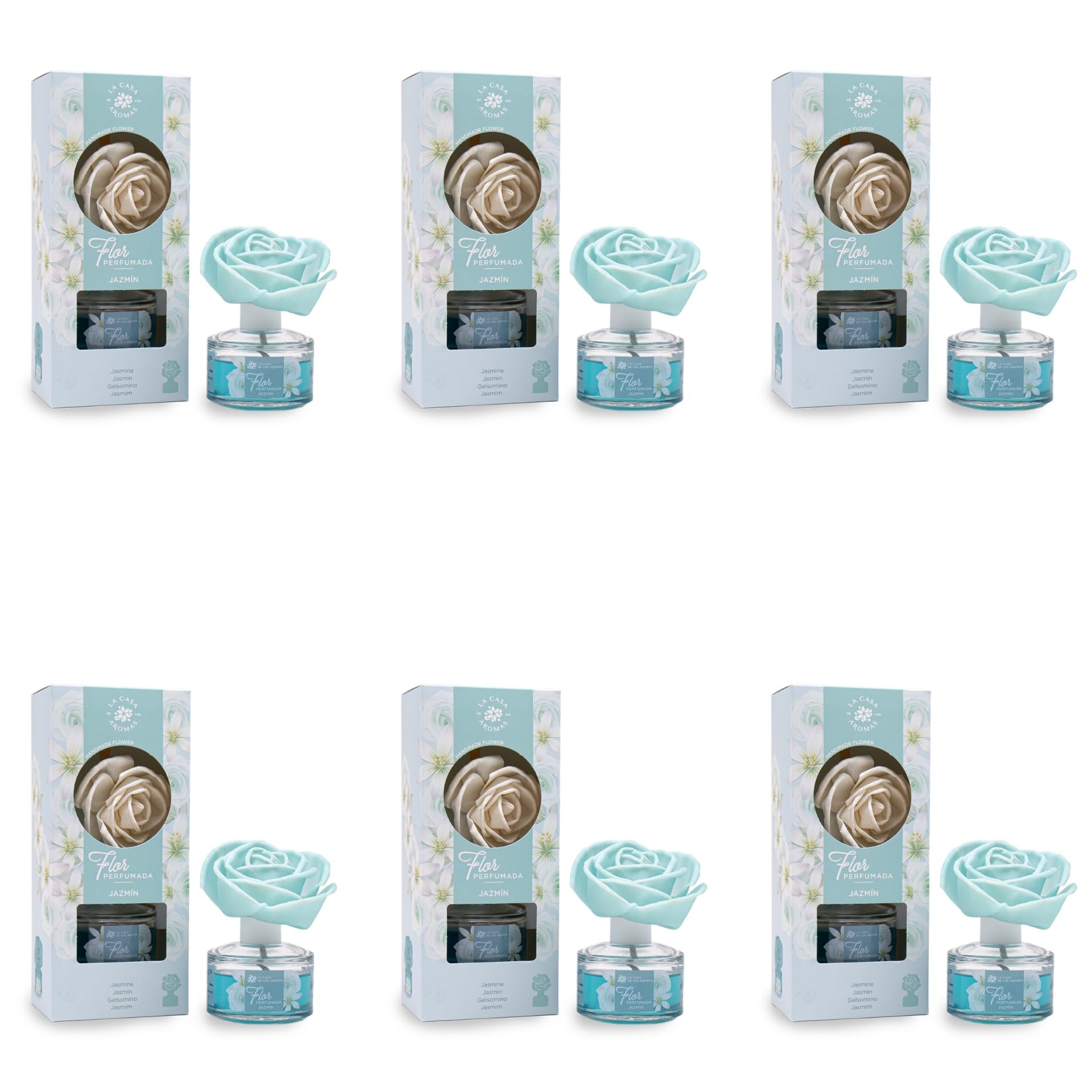 BricoLoco. Mikado dolce decorativo fiore 65ml aroma gelsomino. Più comodo e sicuro delle candele. Deodorante per la casa, la Aroma fresco. Decorazione. Aromaterapia. (6 pezzi)