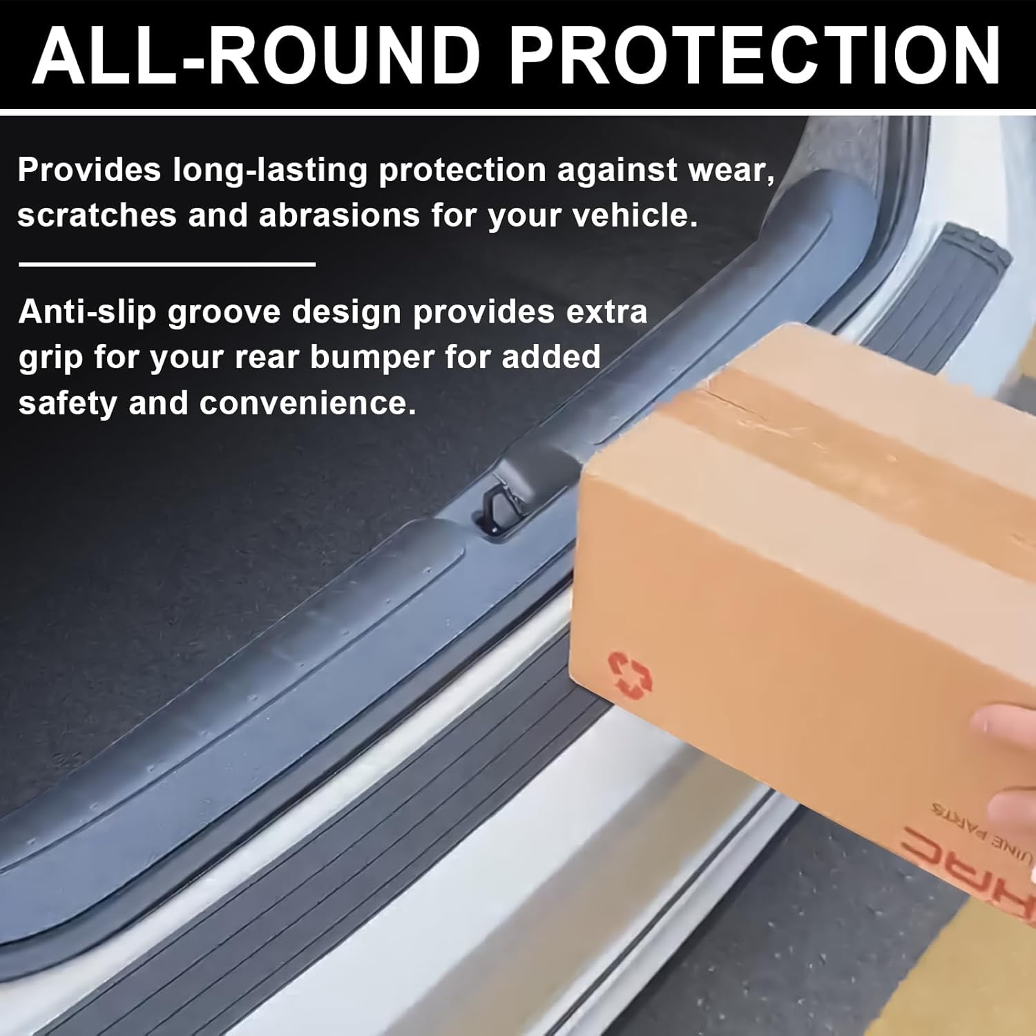 Trimmable Car Rear Bumper Protector, 41 x 3.4 inch Anti-Scratch Rubber Rear Bumper Guard, Universal Non-Slip Trunk Exterior Accessories for SUV & Trucks, with Wet Wipes