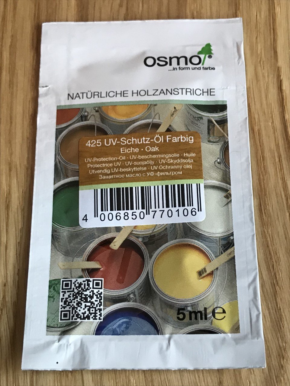 Osmo Oak 425 Uv Protection Oil Exterior 5Ml Sample Sachet (Oak 425)