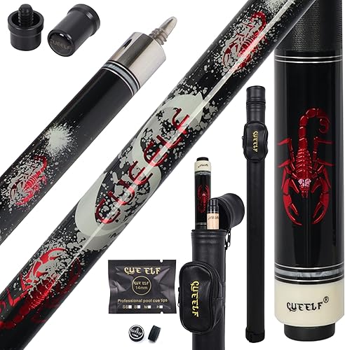 Miniatura 11 de Taco de billar, palos de billar con estuche rígido, eje de baja desviación, palos profesionales de billar de 19.5 a 21 onzas Escorpión