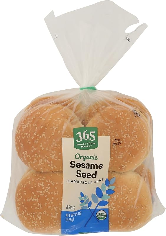365 by Whole Foods Market Organic Sesame Hamburger Buns, 15 OZ