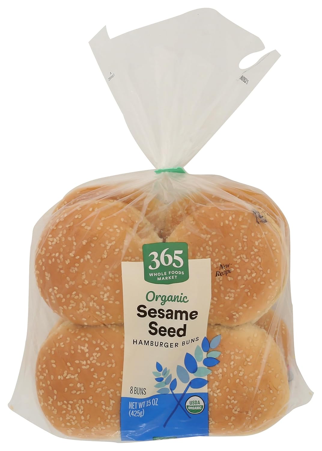 365 by Whole Foods Market Organic Sesame Hamburger Buns - Clean Ingredients, Soft Texture for Perfect Burgers, 15 oz