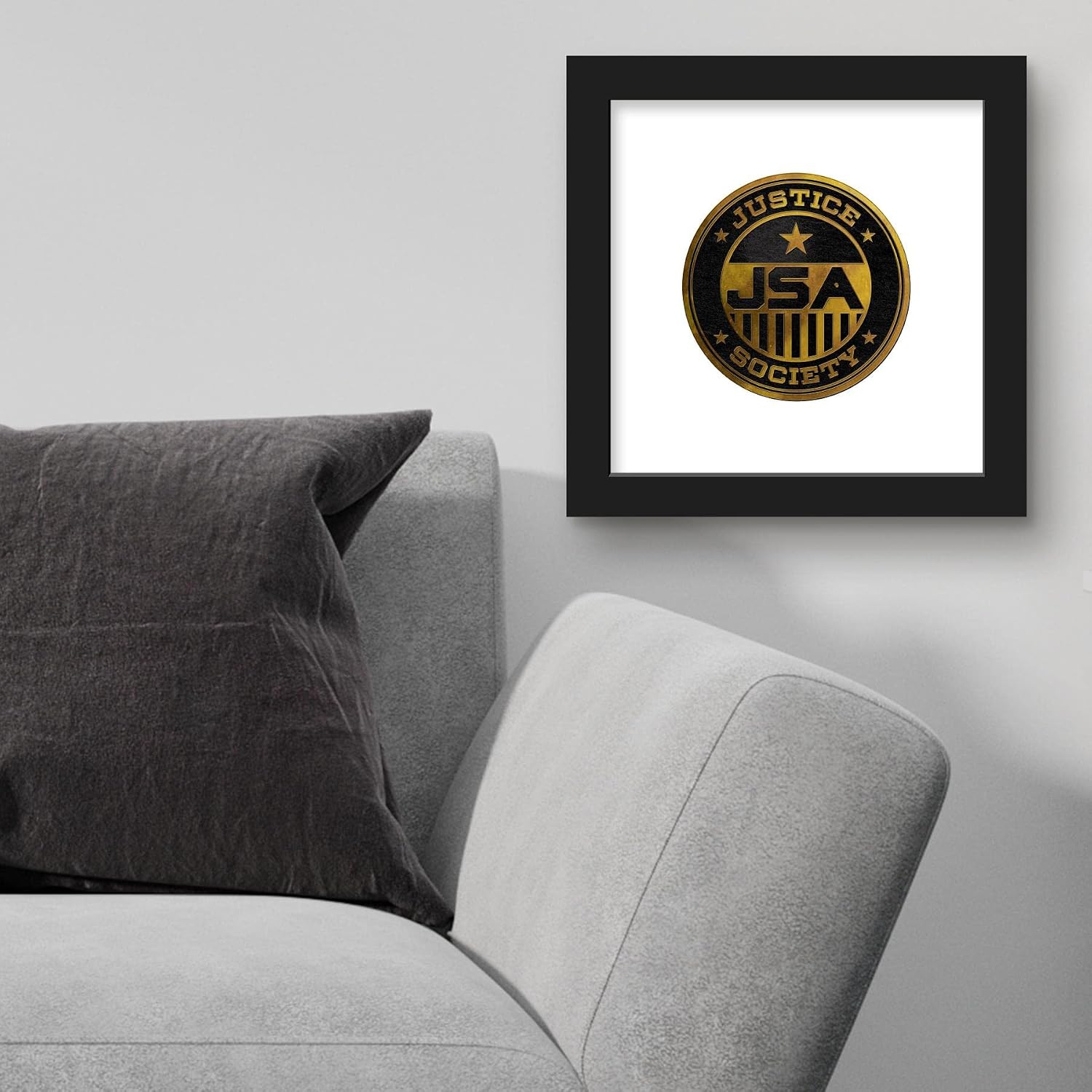 Gallery Pops DC Comics Movie Black Adam - Justice Society Emblem Wall Art, Black Framed Version, 12'' x 12''