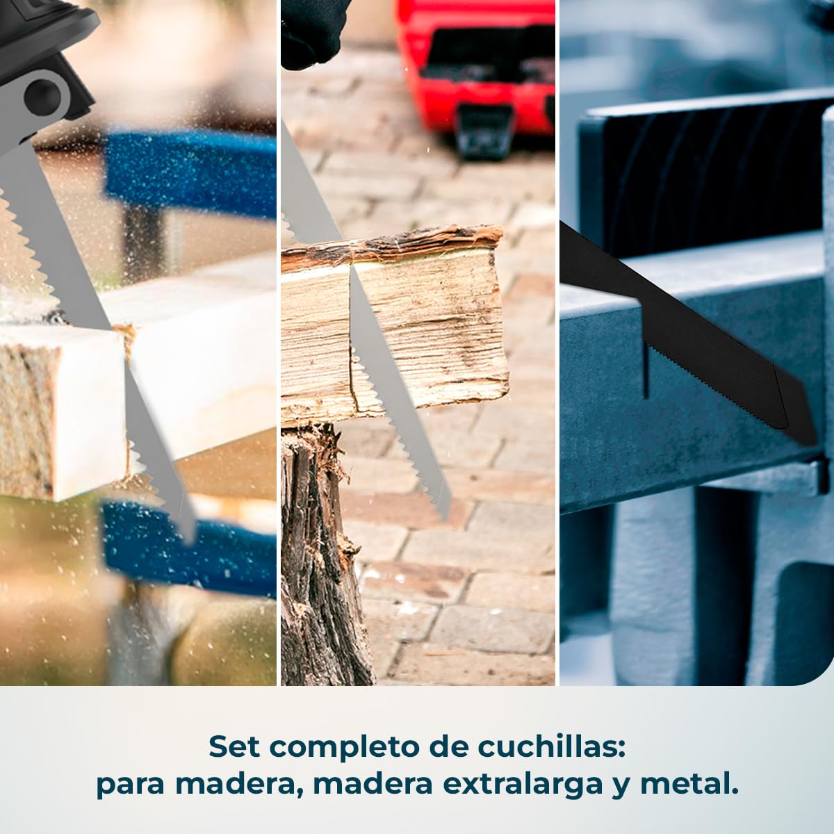 Cecotec Sierra de Sable LongFlex 1200 Home&Garden. 550W, Incluye 2 Baterías de 12V, Cortes de hasta 65mm con Recorrido de 20mm, Accesorio para Cortar Ramas, Incluye 6 Cuchillas y Maletín