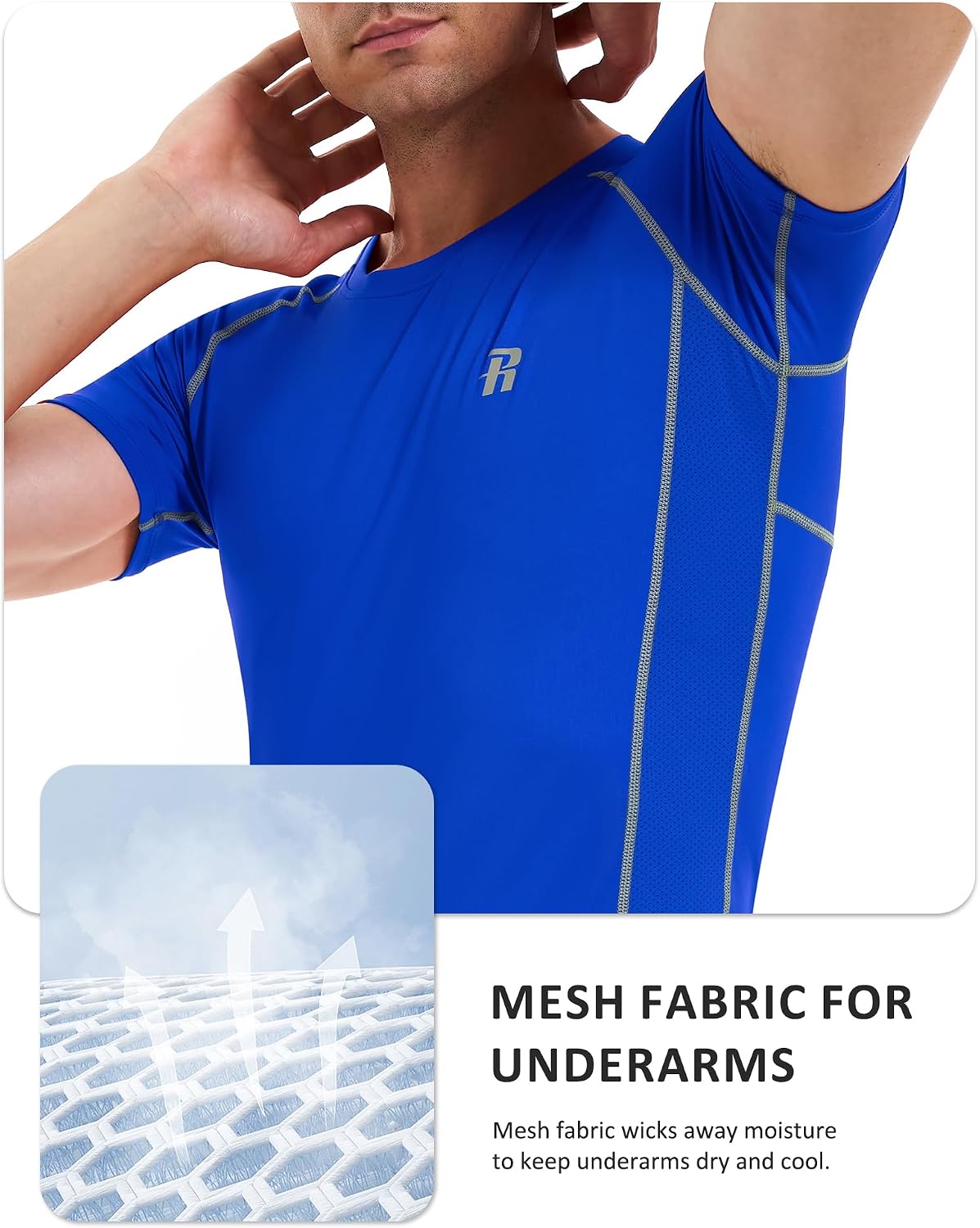 Runhit Short Sleeve Compression Shirts for Men, Quick Dry Cool Men's Compression T-Shirt, Athletic Workout Base Layer