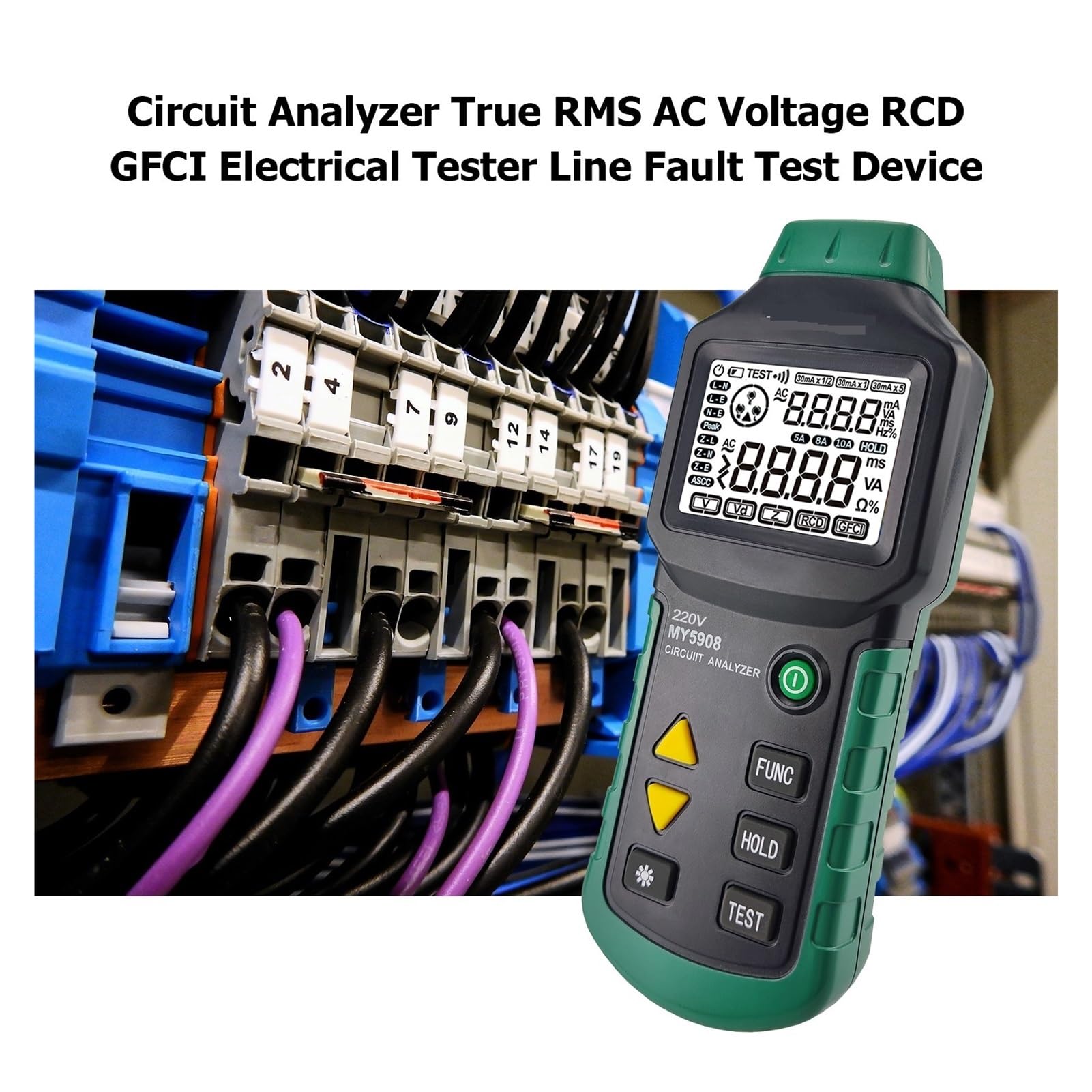 MY5908 LCD Digital Circuit Analyzer Spannung GFCI RCD Fehler Tester Niederspannung Verteilung Linie Fehler Test Für Heimwerker