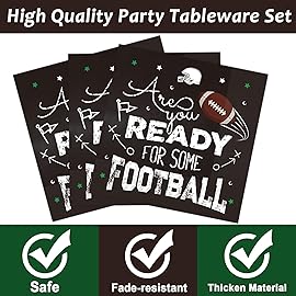96 Pieces Football Tableware Set 24 Guests for Football Birthday Table Decorations Supplies Touchdown Football Game Day Party Dessert Plates Napkins Forks Birthday Party Favors