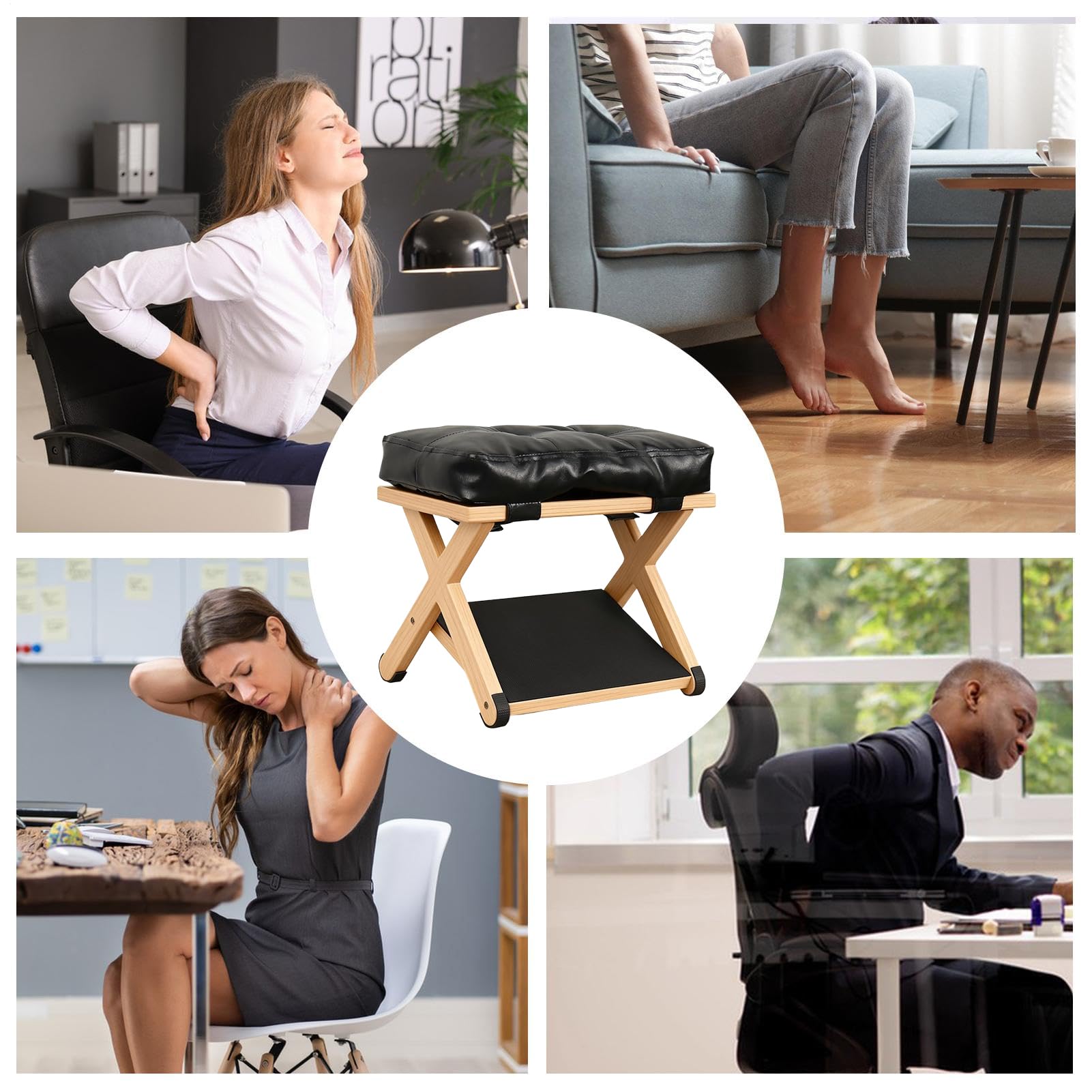 Poggiapiedi da Sotto la Scrivania Doppio Strato Ergonomico Inclinato Legno | Supporto per Gambe da Sotto la Scrivania Per Casa Dormitorio Ufficio Studio Camera Da E Soggiorno
