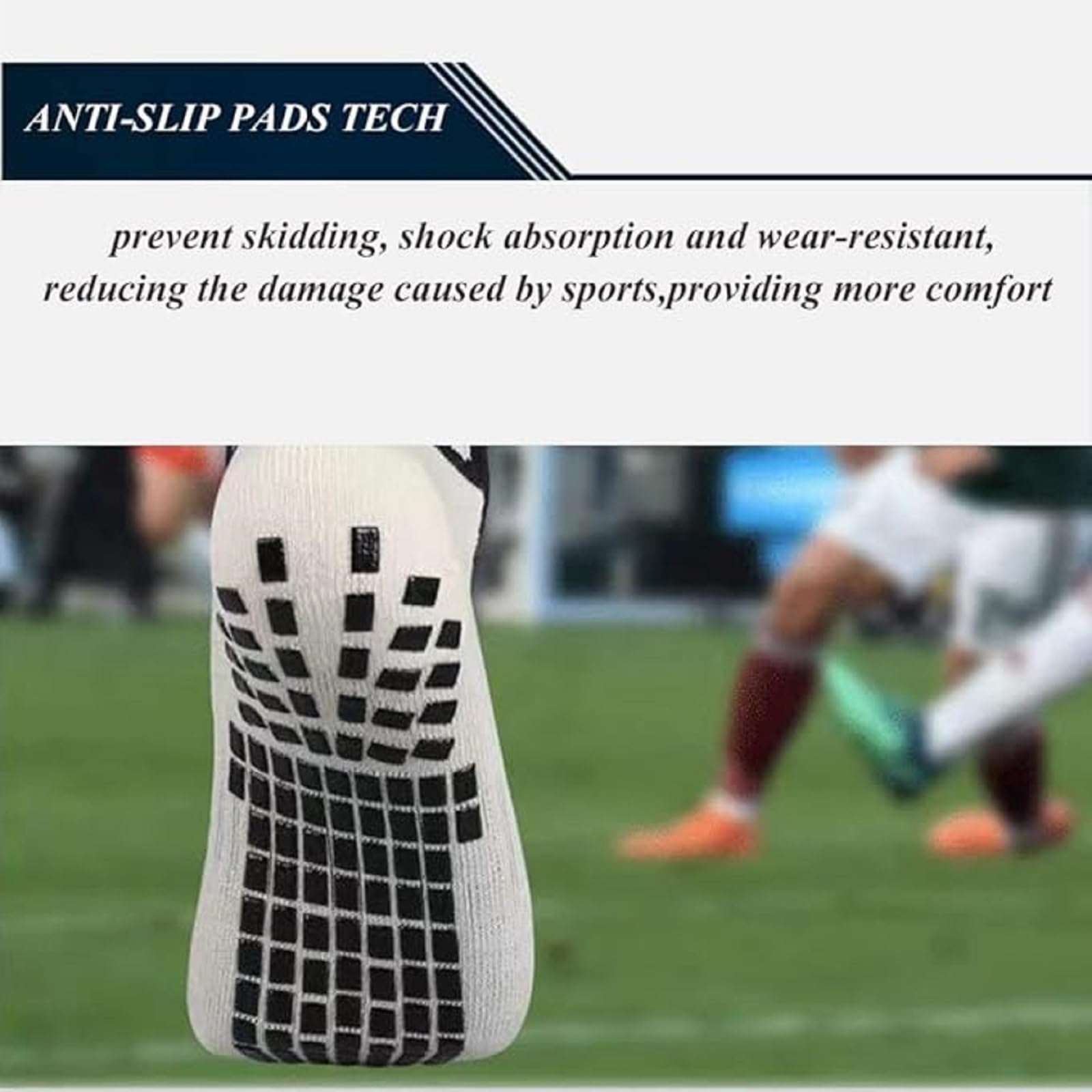 fjberrtsat Men's Socks Soccer Non Skid Ball Football Socks Anti-Slip Athletic Non Slip Pads for Basketball Sports Sock - 4