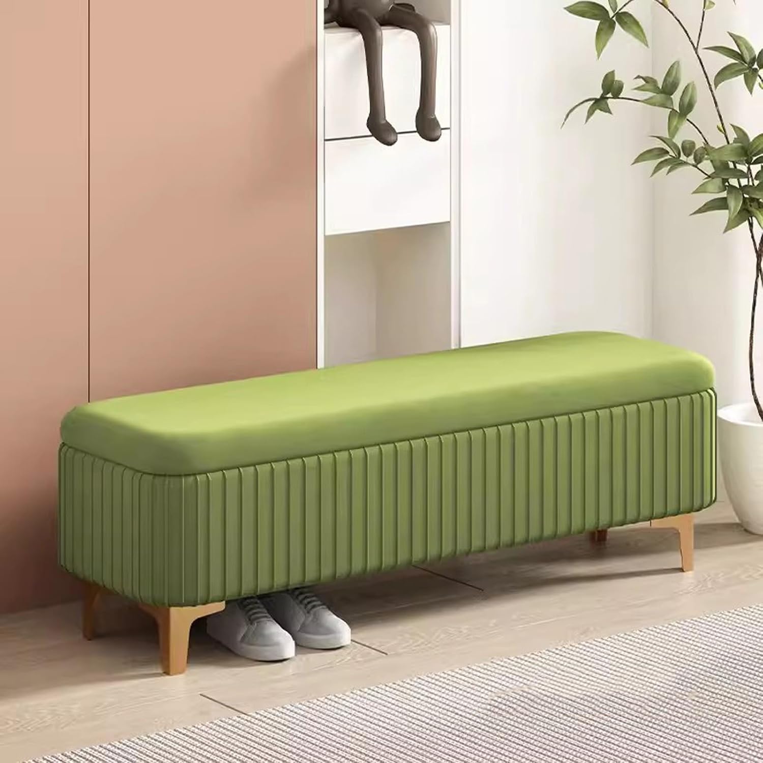 Benches Garden Bench Outdoor Patio Seating Backless Park Chair Lawn Path Slatted Seats,Upholstered Velvet Storage Bench with Button-Tufted Design, Stylish Footstool for Bedroom & Entryway, G