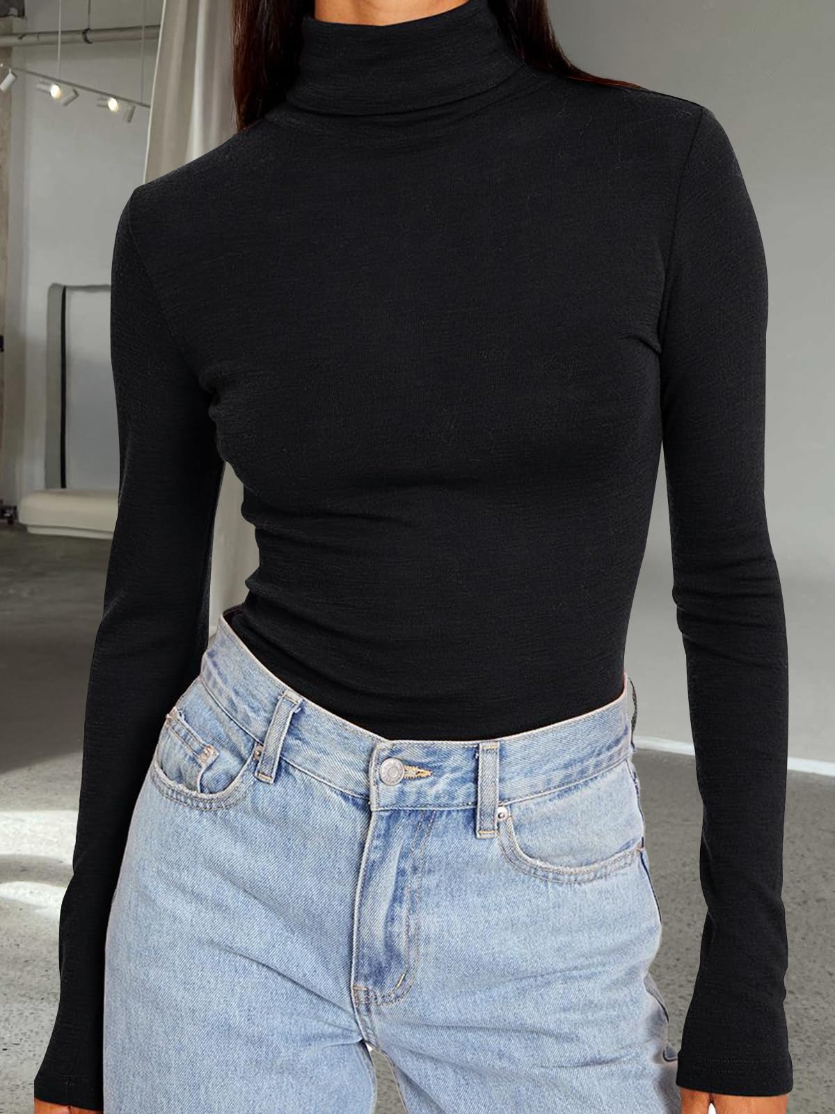 Trendy Queen Women's Turtleneck Long Sleeve Shirts Fall Fashion Basic Thermal Underwear Tops Winter Clothes 2025