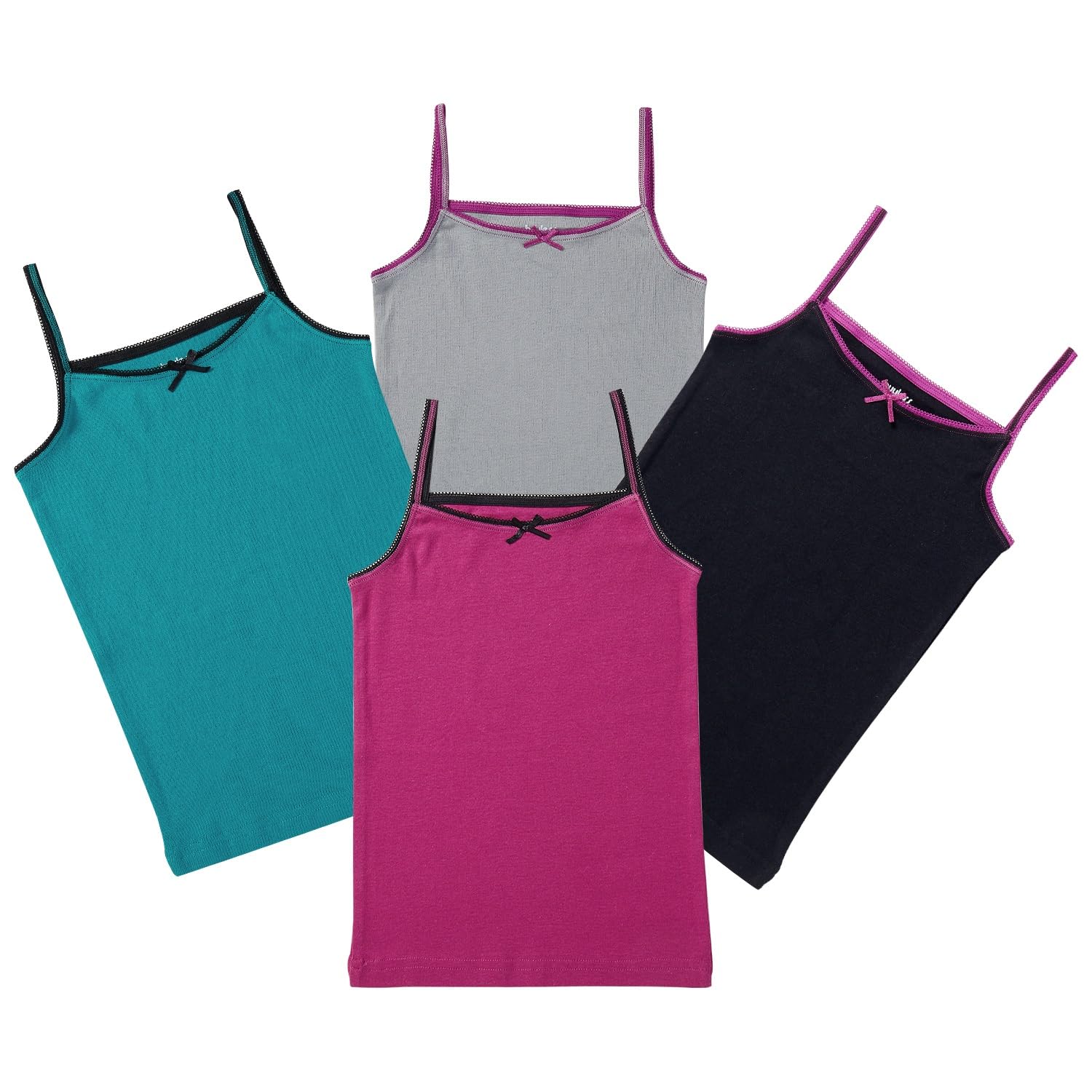 Buyless Fashion Tank Tops for Girls- Sleeveless Cami Tanks Cotton Undershirts for Dance Gymnastics Kids Toddler Size (4 Pack)