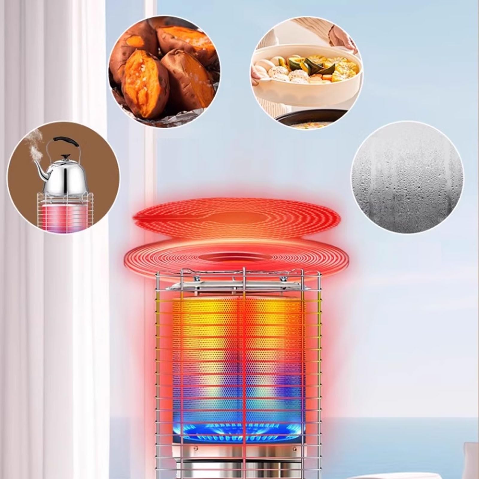 Chauffage Gaz Parasol Chauffant Gaz Exterieur Aucune Alimentation Électrique Requise Flamme Réglable 45 X 45 X 126 Cm Allumage par Impulsion