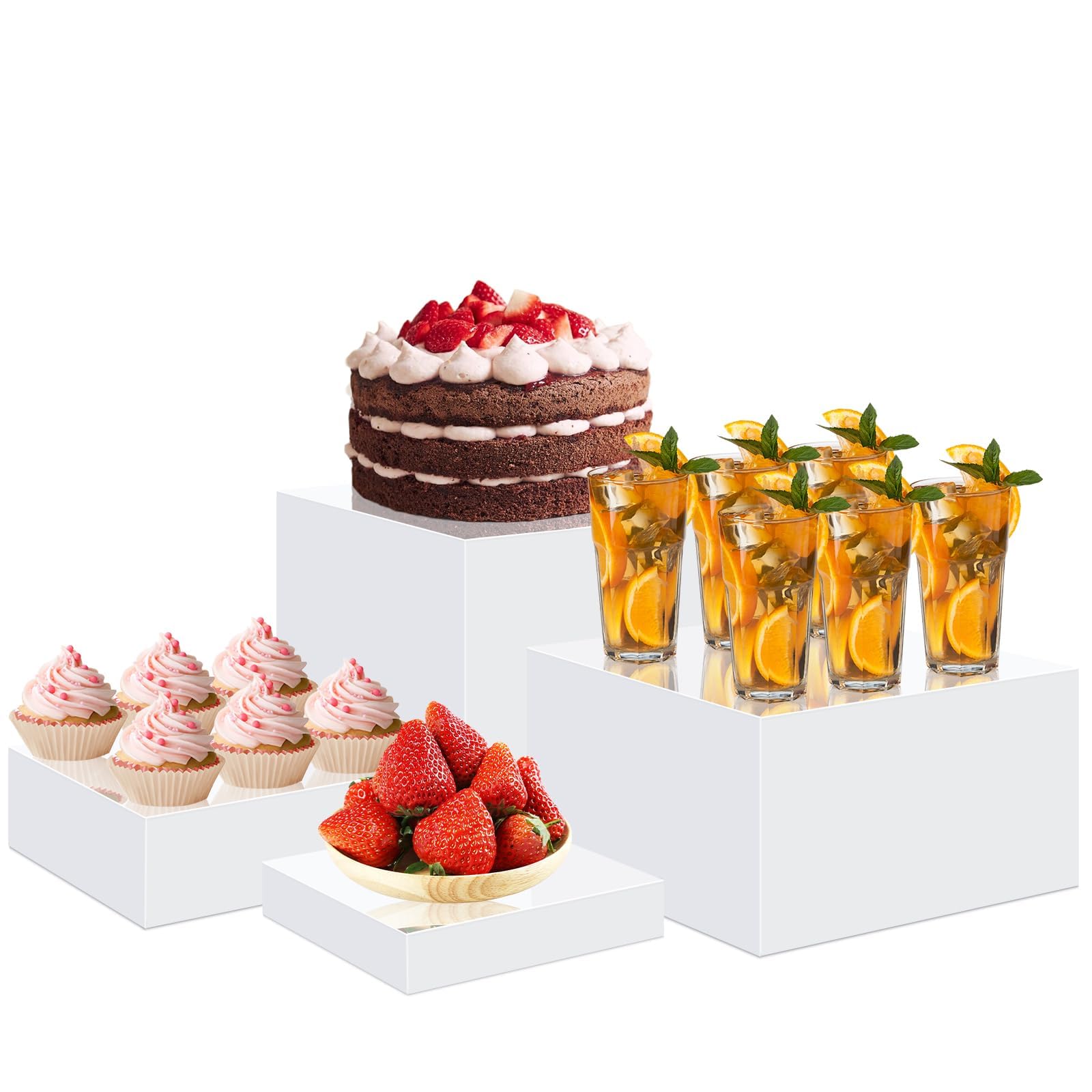 Food Riser Koretech 6-Piece Buffet Risers Set – Clear Acrylic Display ...